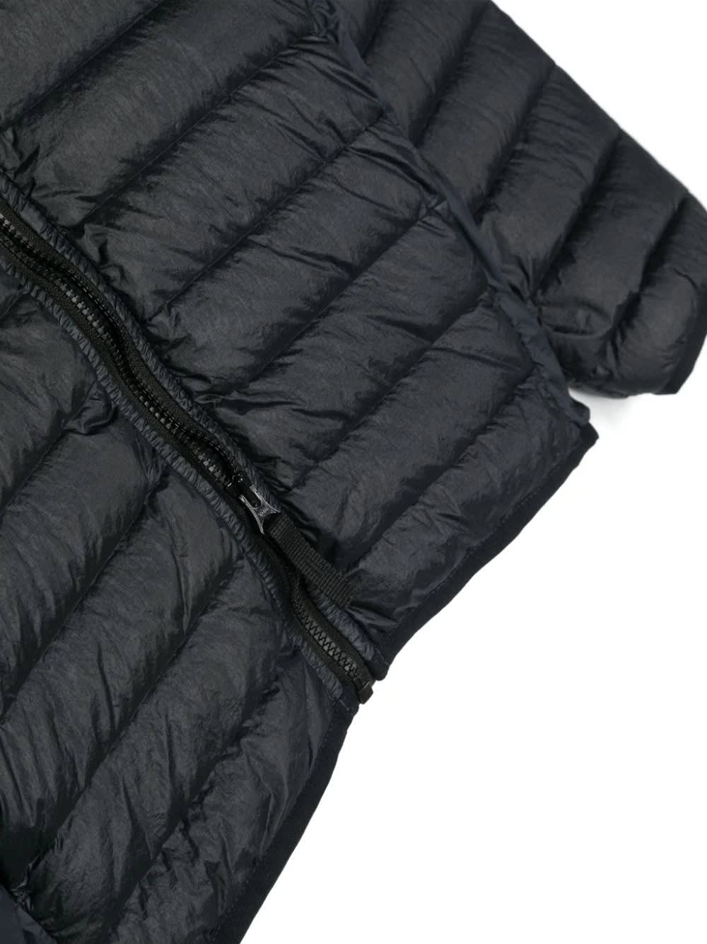 Shop Stone Island Junior Navy Blue Hooded Down Jacket With Logo