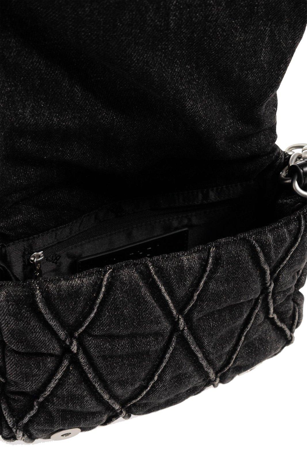 Diesel Charm D Denim Shoulder Bag In Black