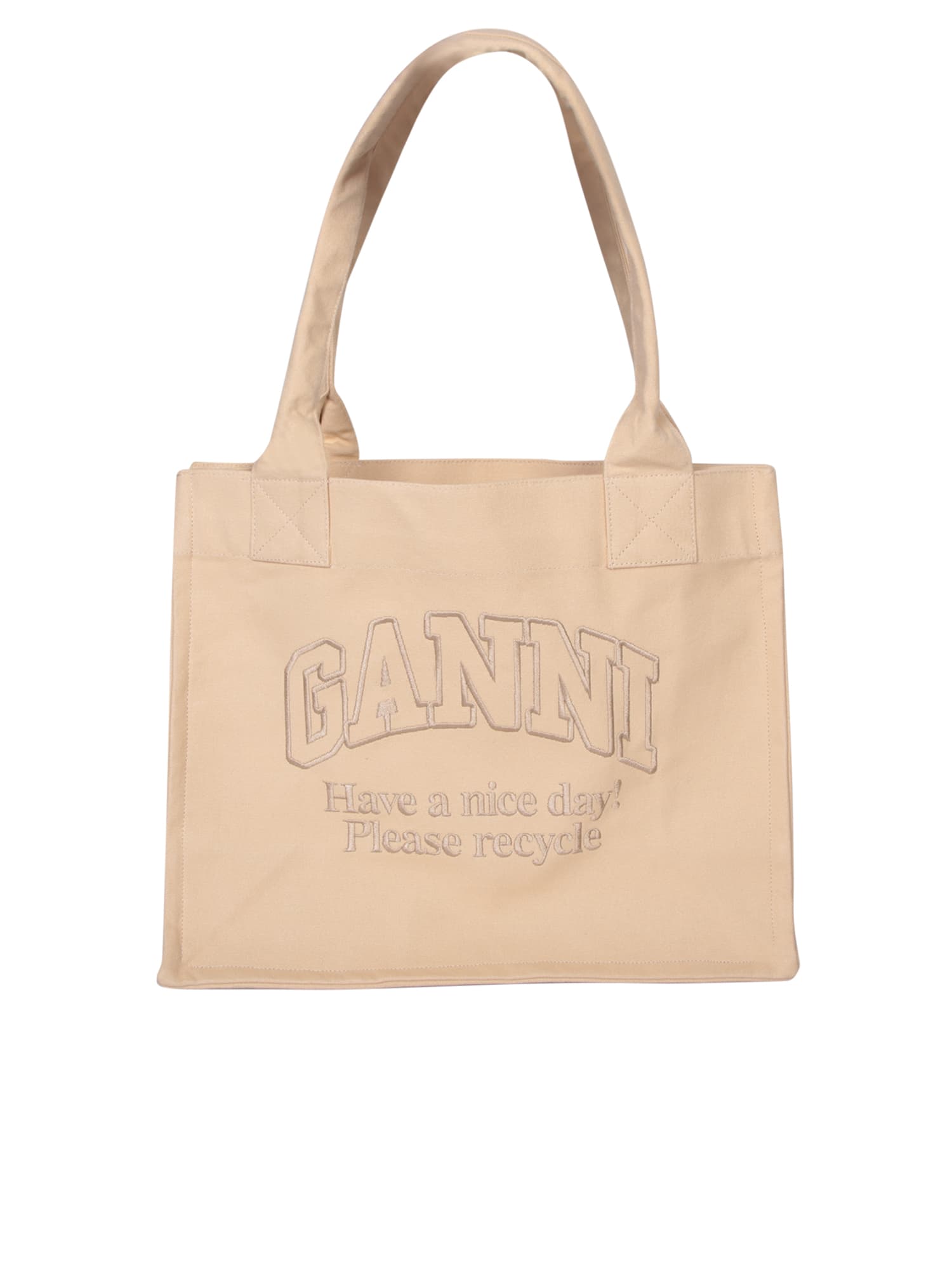 Ganni Large Beige Tote Bag