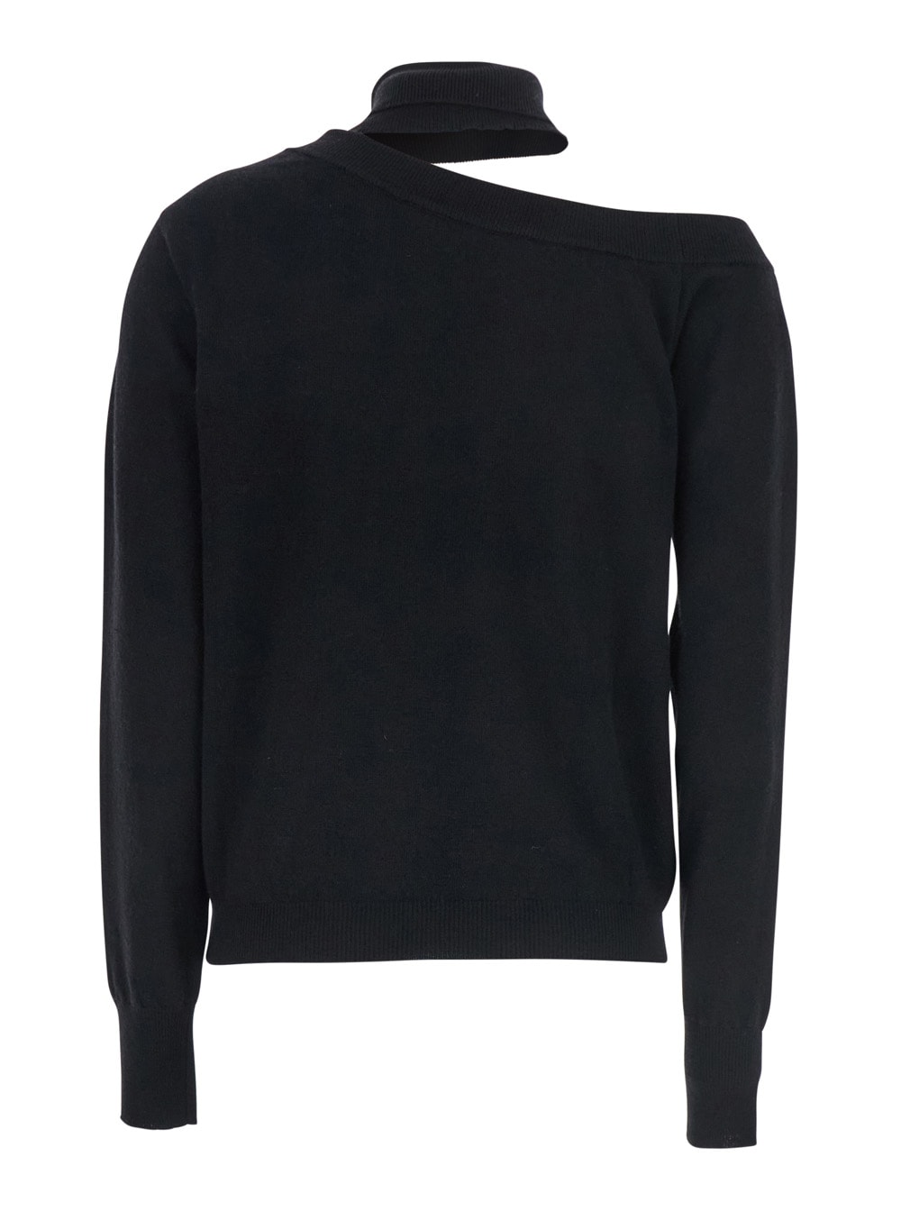 Federica Tosi Maglia Scollata Misto Cashmere Con Collo Staccato In Black
