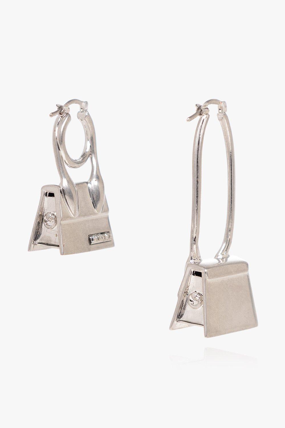 Shop Jacquemus Chiquito Noeud Asymmetric Earrings In Silver