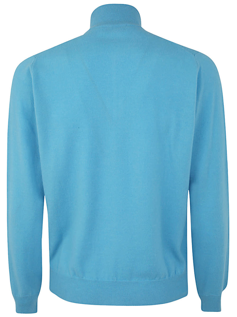 Shop Filippo De Laurentiis Wool Cashmere Long Sleeves Half Zipped Sweater In Light Blue