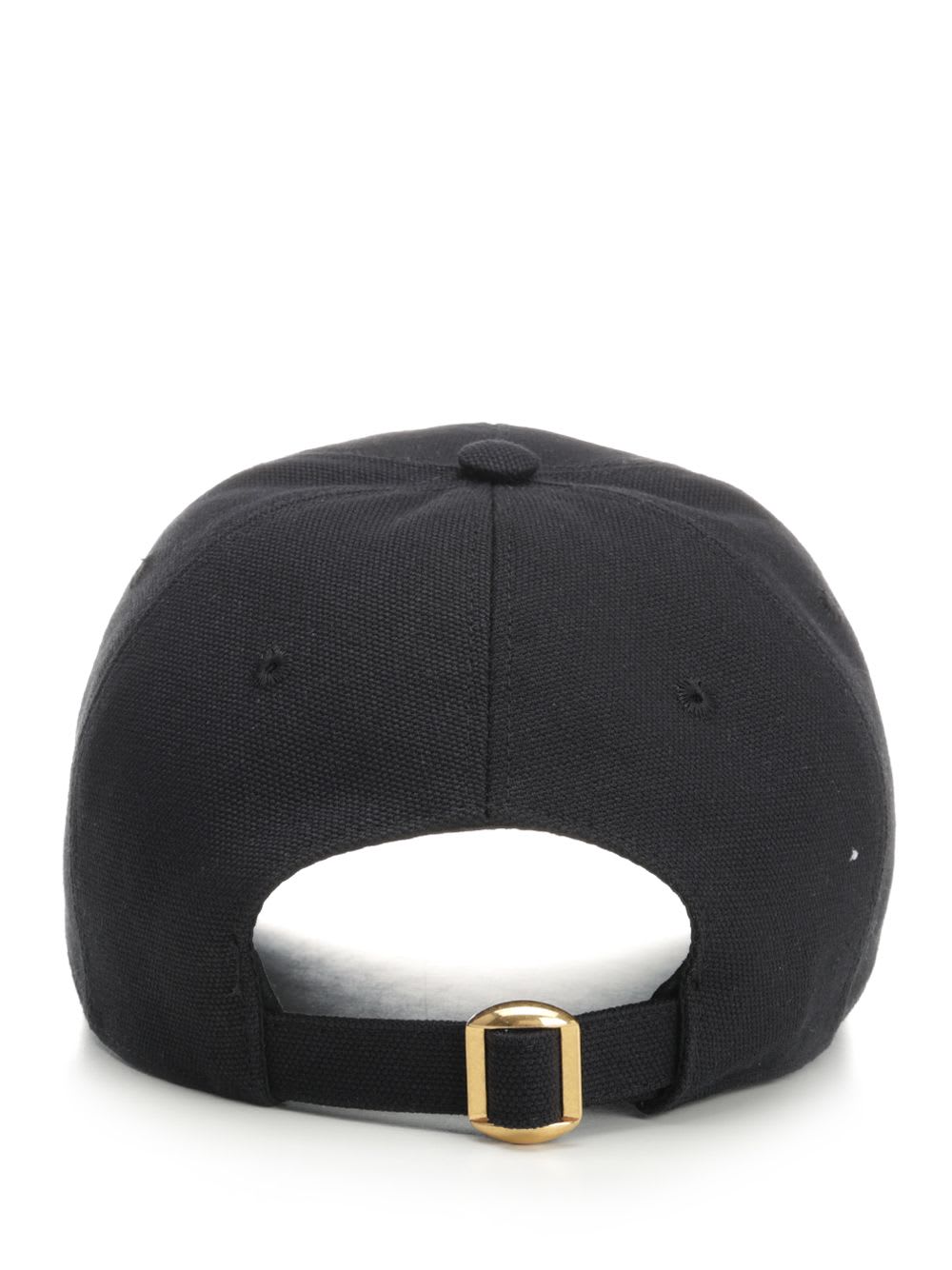 Valentino Garavani Black Baseball Cap With Butter Logo In Adjustable Cotton Women In Black