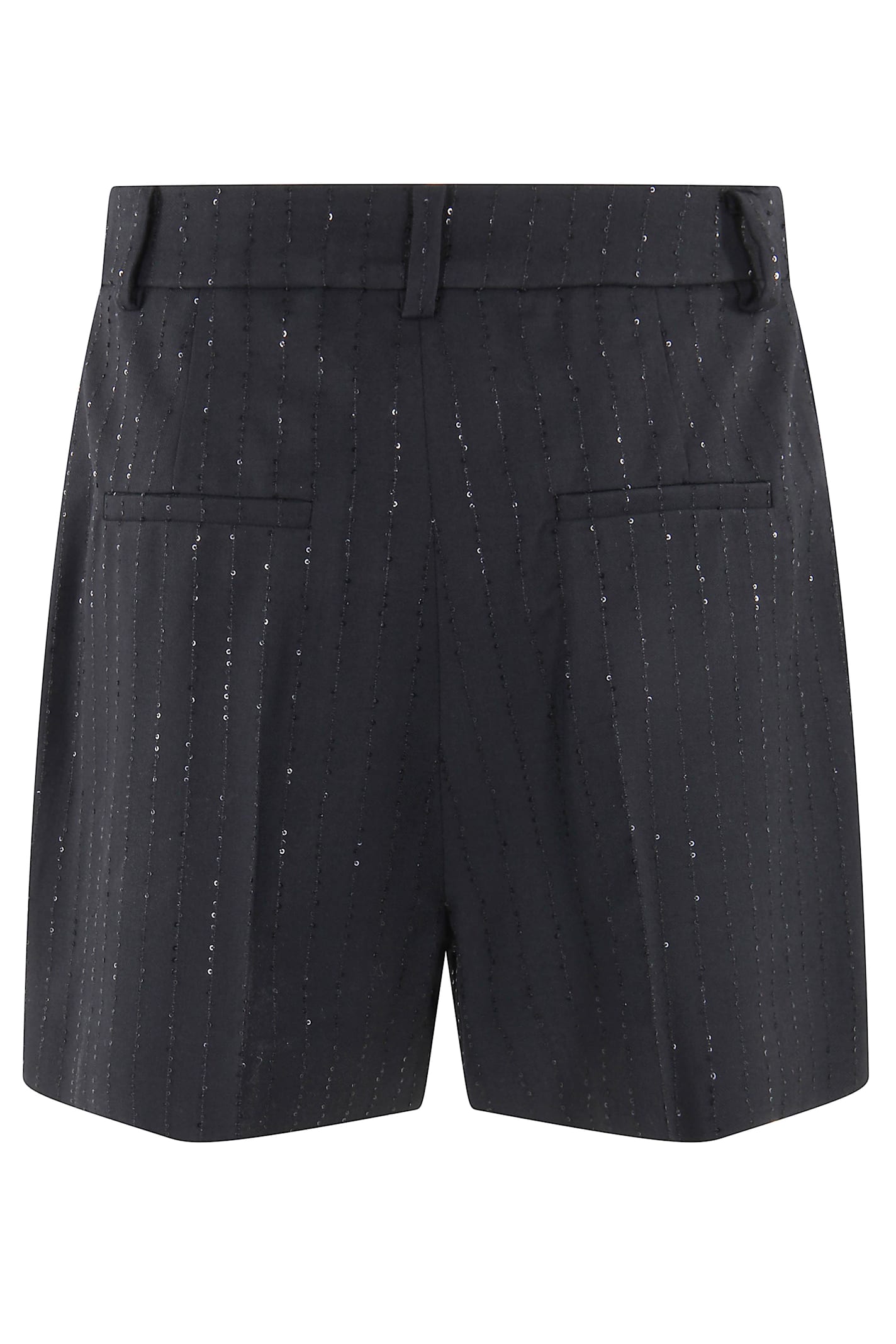Max Mara Shorts With Pinstripe-effect Micro Sequins In Black