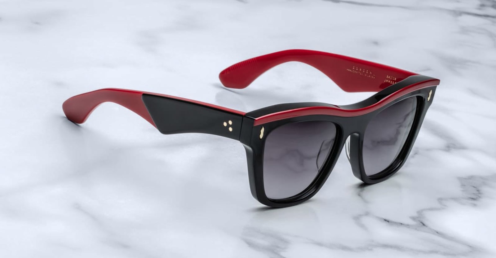 Shop Jacques Marie Mage Gordon - Nighftfall Sunglasses In Black/red