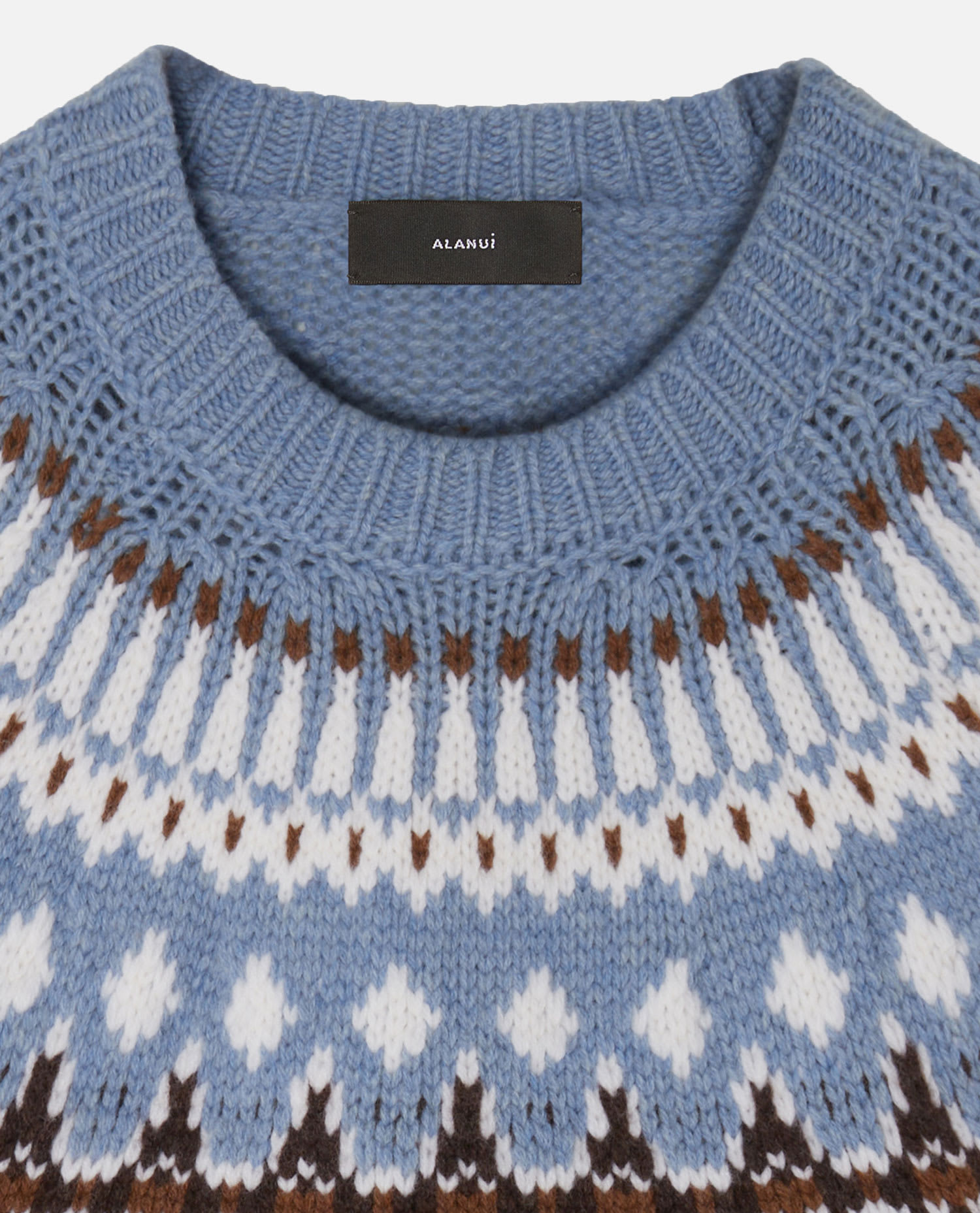 Alanui Geometric Pattern Wool Crewneck Sweater In Blue