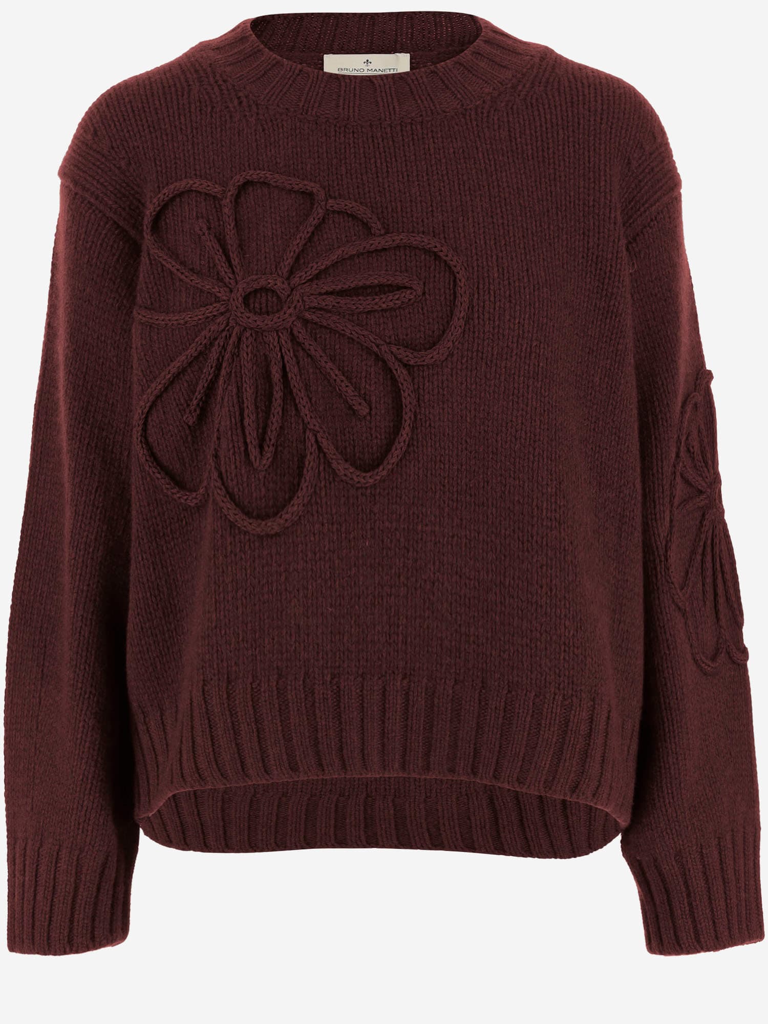 Bruno Manetti Flower-applique Crew-neck Sweater In Red