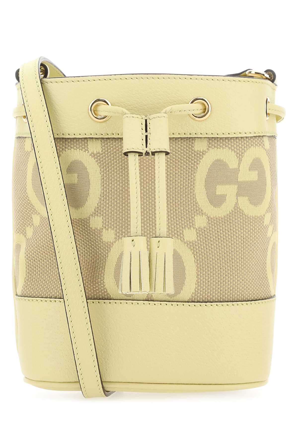 Shop Gucci Jumbo Gg Fabric And Leather Mini Ophidia Bucket Bag In Beige