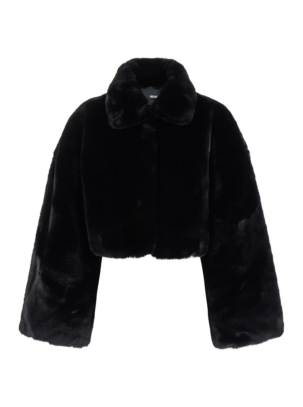 Shop Rotate Birger Christensen Faux Fur Crop Jacket In Black