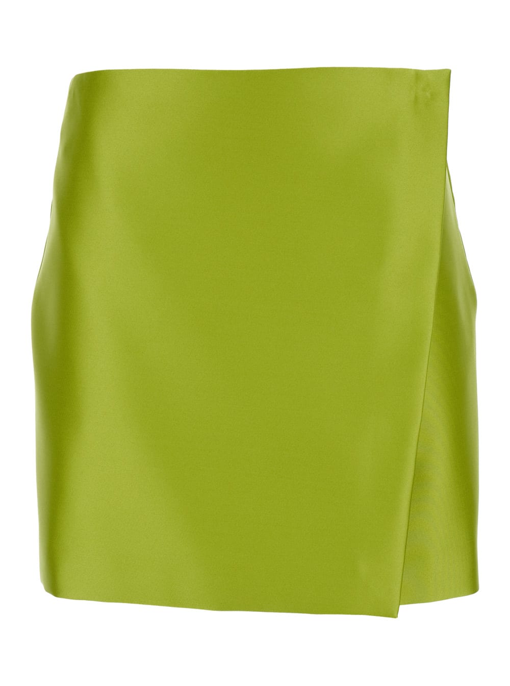 Shop Philosophy Di Lorenzo Serafini Duchesse Green Wrap Miniskirt In Viscose Blend Woman