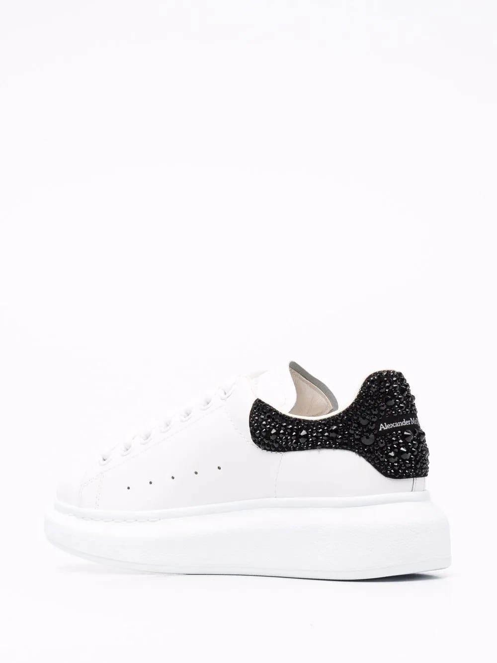 Shop Alexander Mcqueen White Oversized Sneakers With Strass Black Spoiler