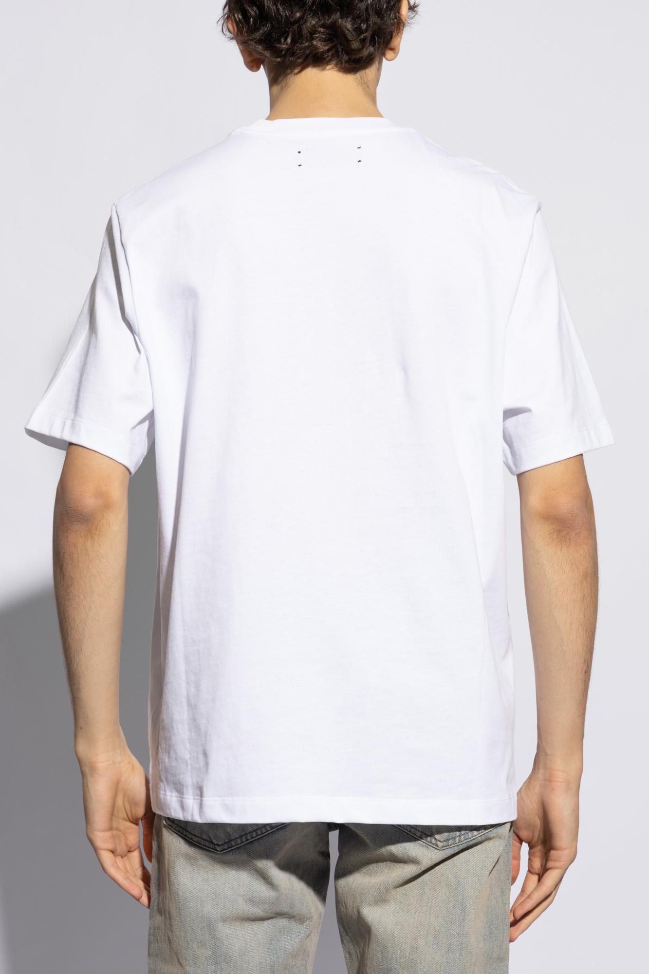 Amiri Cotton T-shirt With Front Logo Print In Bianco