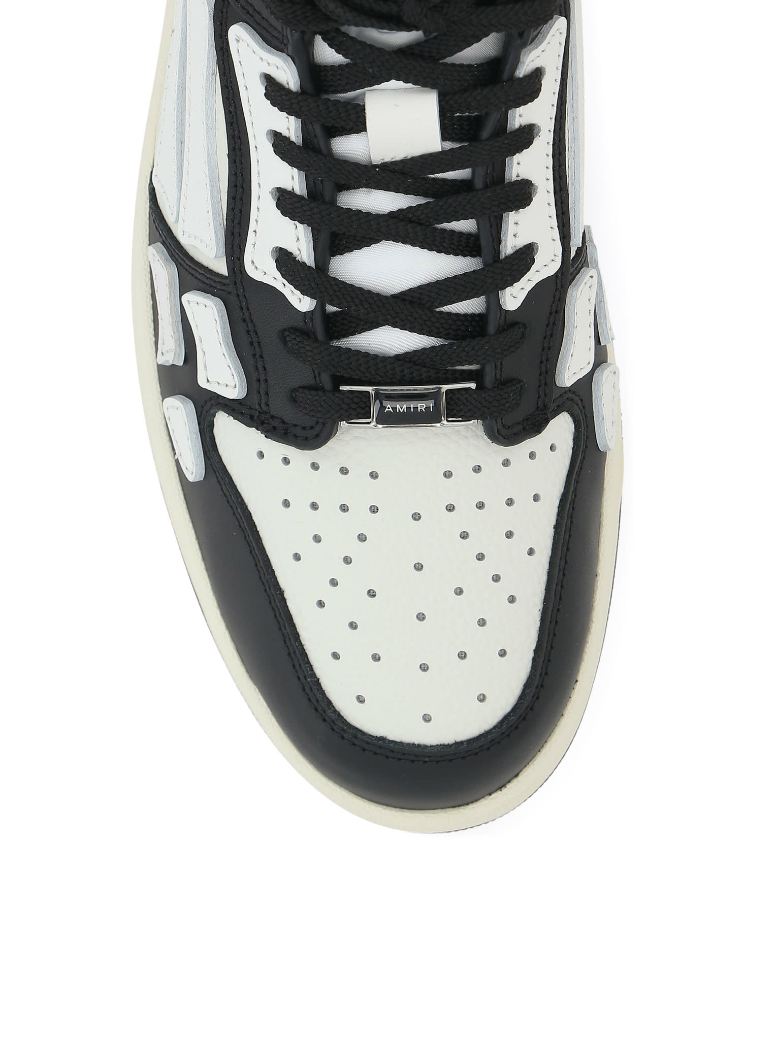 Amiri Multicolor Leather And Fabric Bandana Denim Skel Sneakers In Black White