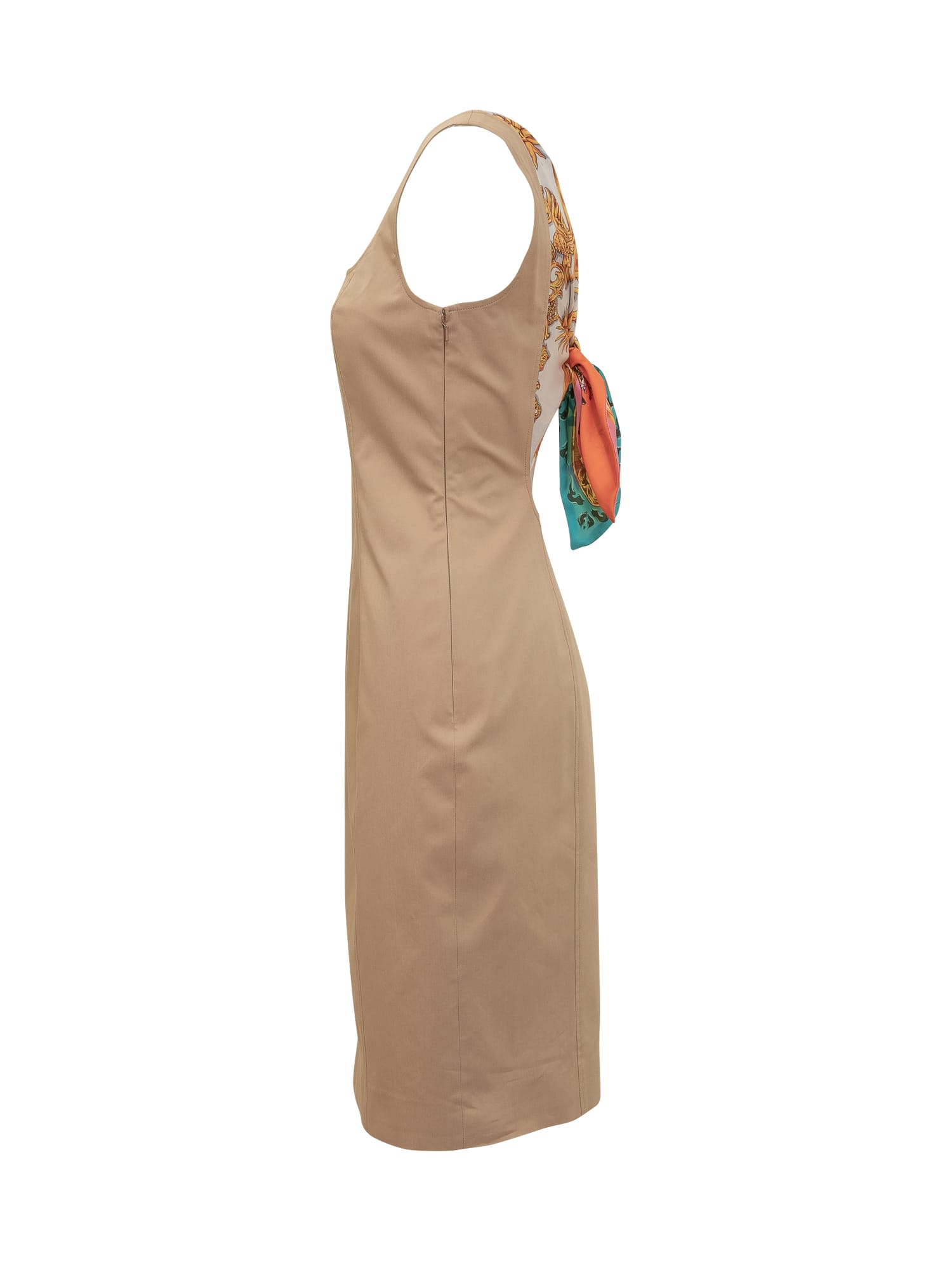 Shop Moschino Foulard Dress In Fantasia Beige