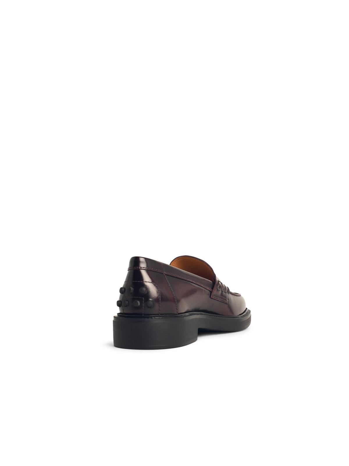 Tod's Burgundy Leather Loafers In Black
