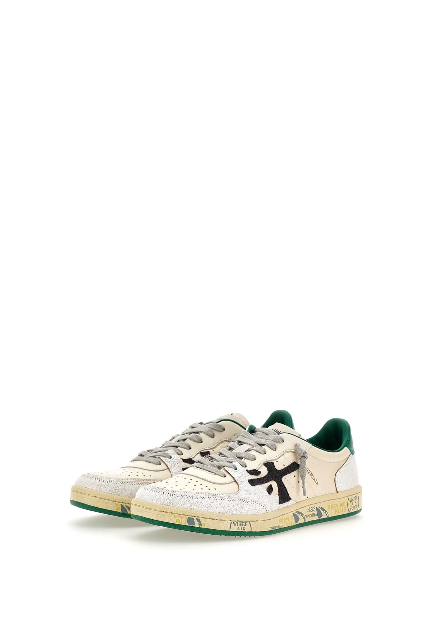 Shop Premiata Bskt Clay6778 Sneakers In Beige/green