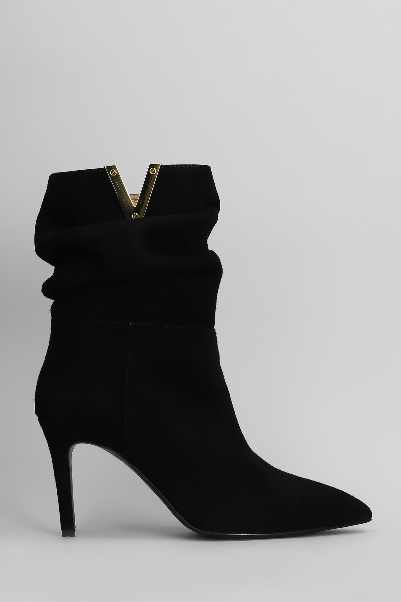 High Heels Ankle Boots In Black Suede