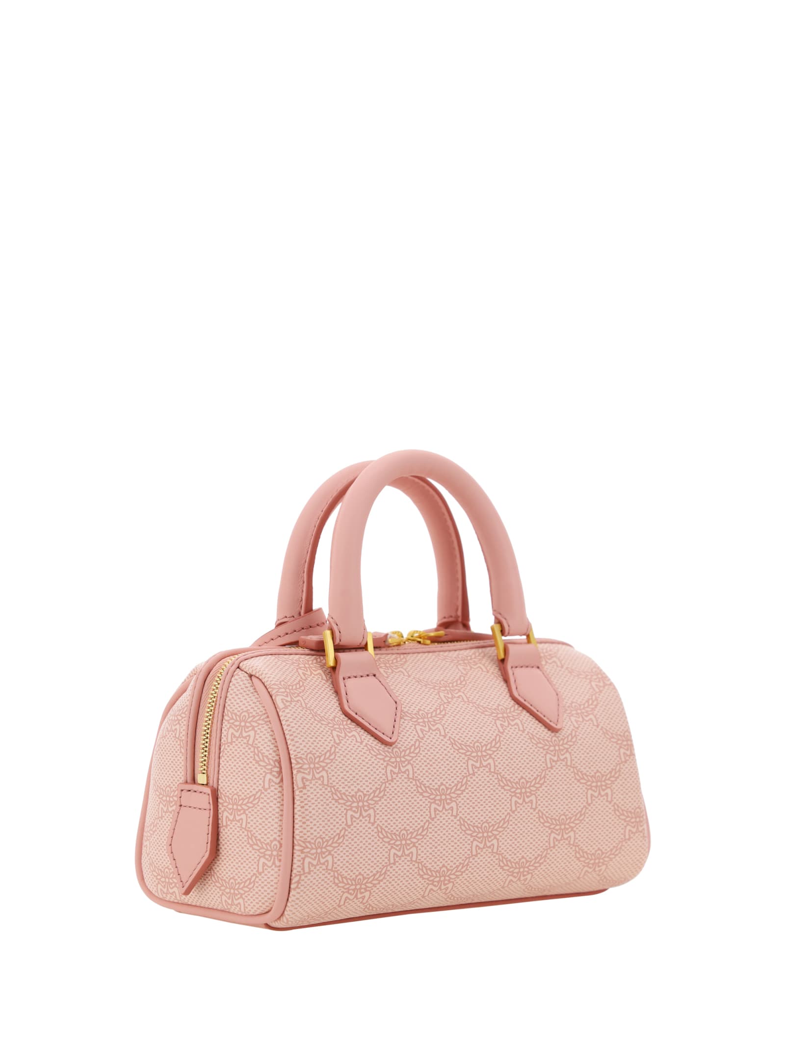 Shop Mcm Ella Boston Handbag In Silver Pink