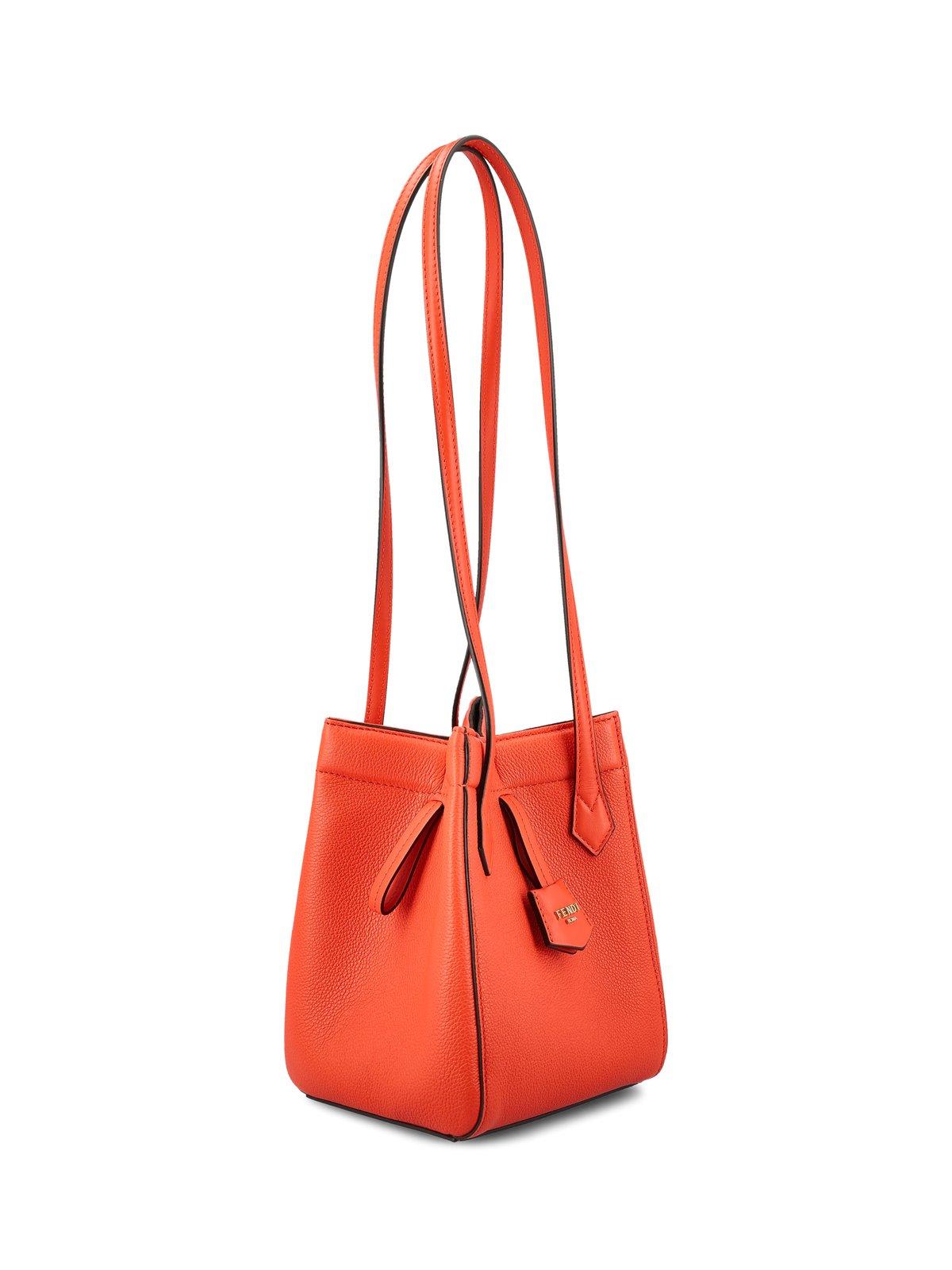 Shop Fendi Origami Mini Bucket Bag In Red