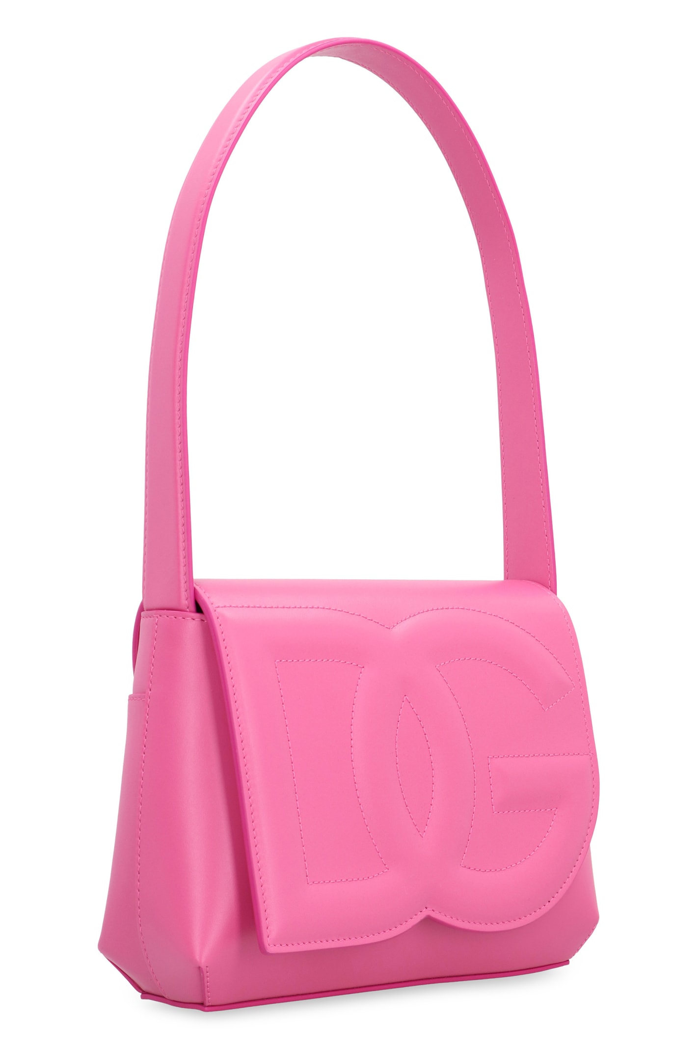 Shop Dolce & Gabbana Dg Logo Leather Shoulder Bag In Pink