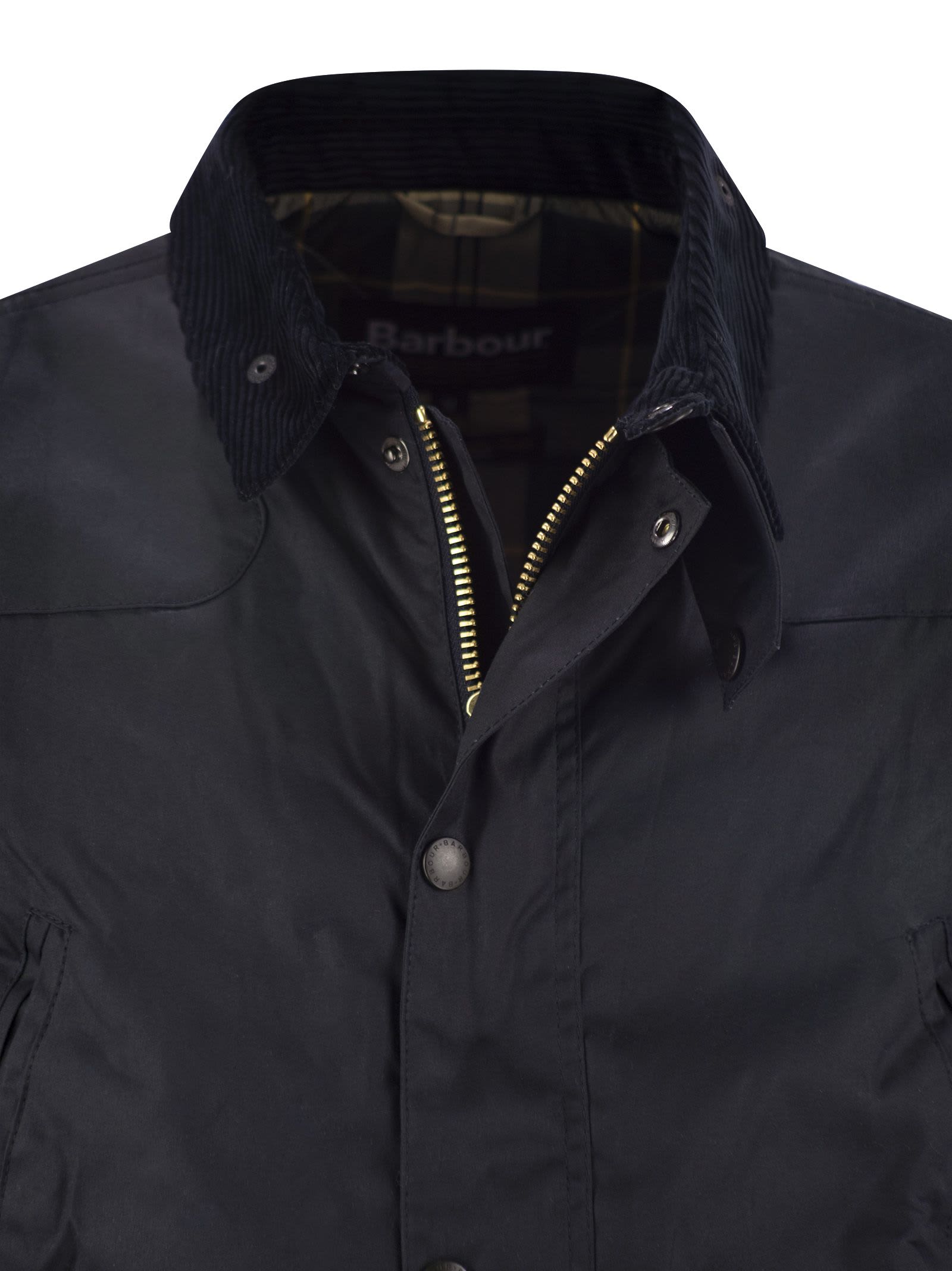 Shop Barbour Reelin Waxed Cotton Jacket In Navy