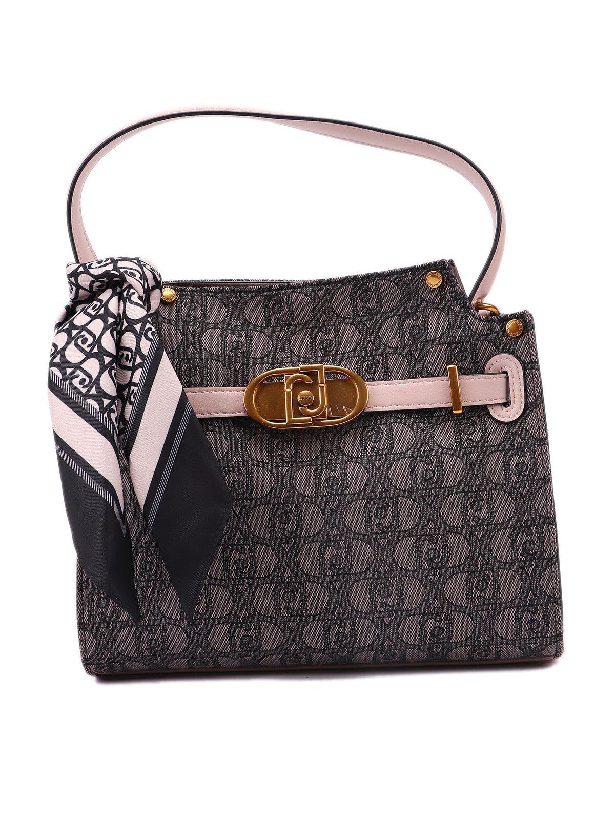 Shop Liu •jo Monogram-jacquard Top Handle Bag In Nero