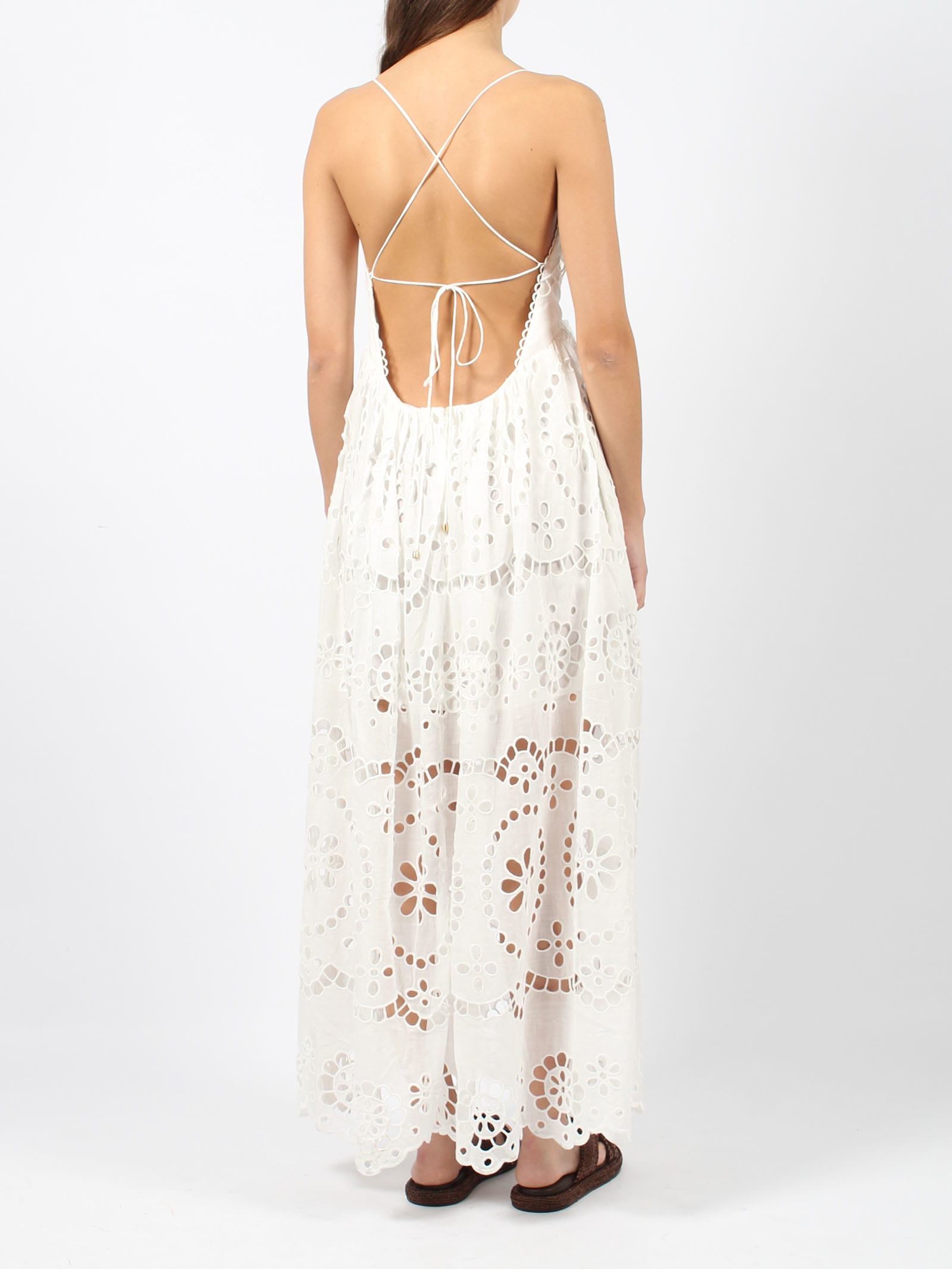 Zimmermann Lexi Embroidered Scallop Edge Slip Dress In White