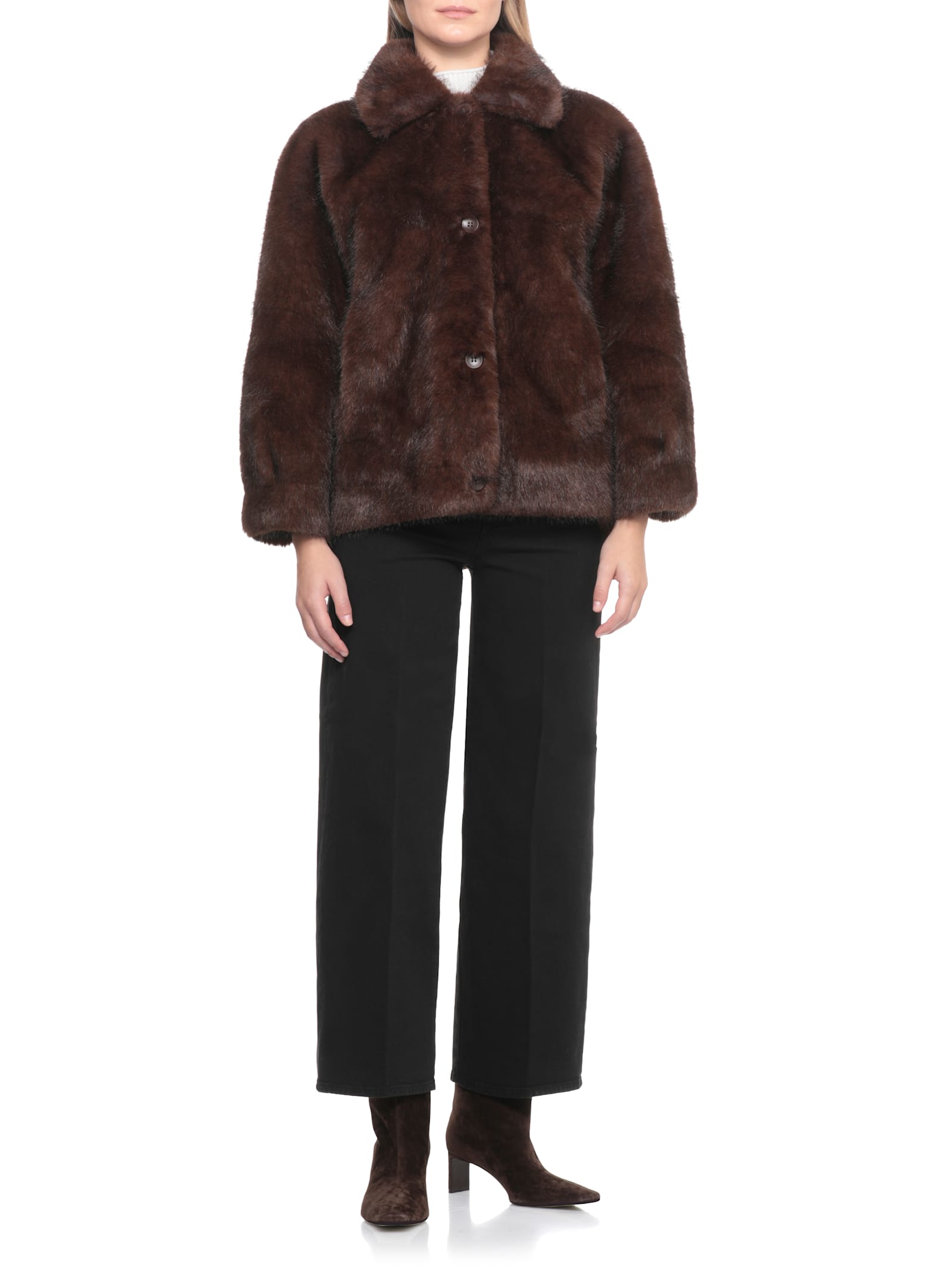 Valentini 1972 Synthetic Fur Coat In Brown