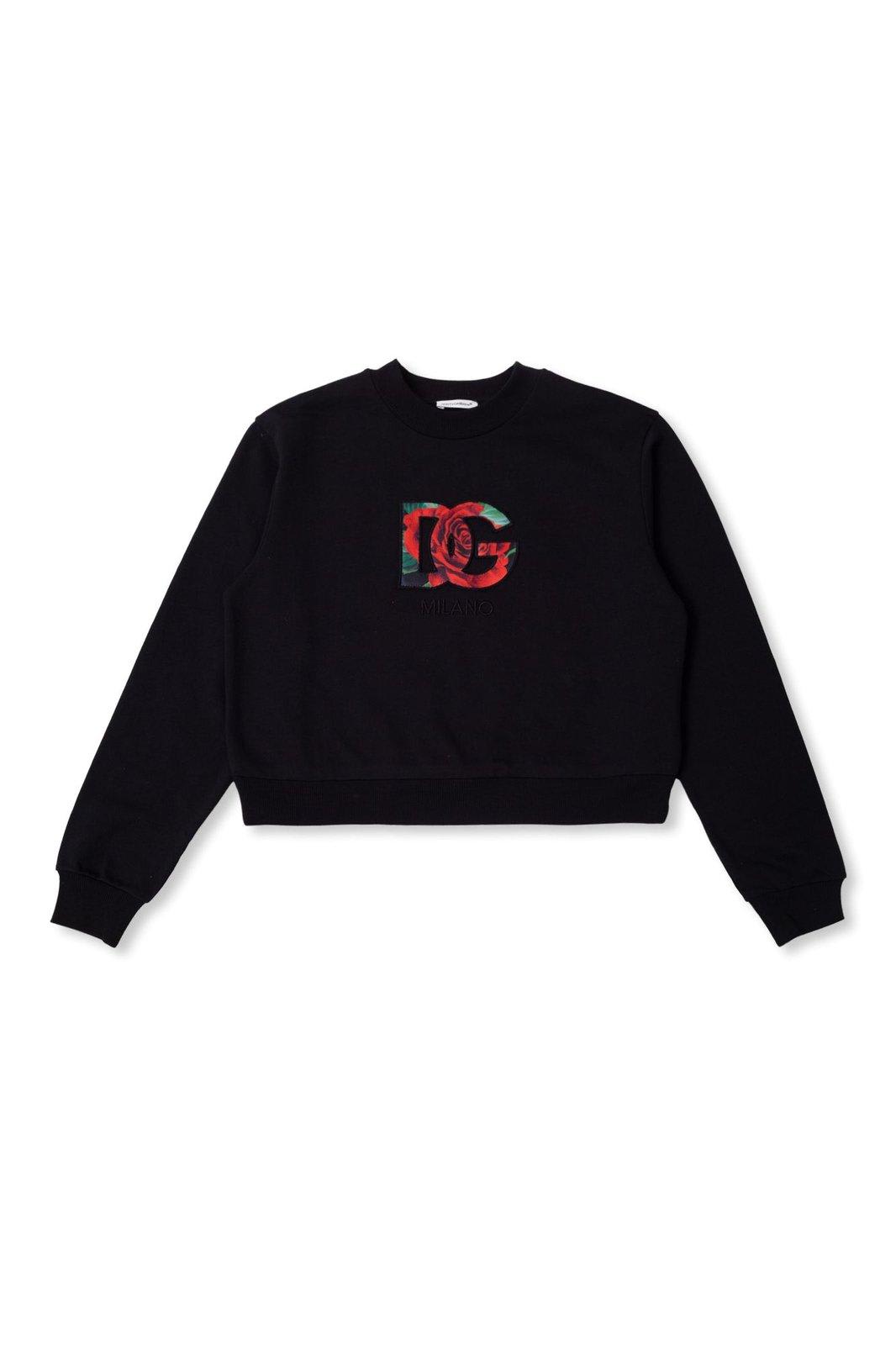 Dolce & Gabbana Logo-patch Cotton Sweatshirt In Black