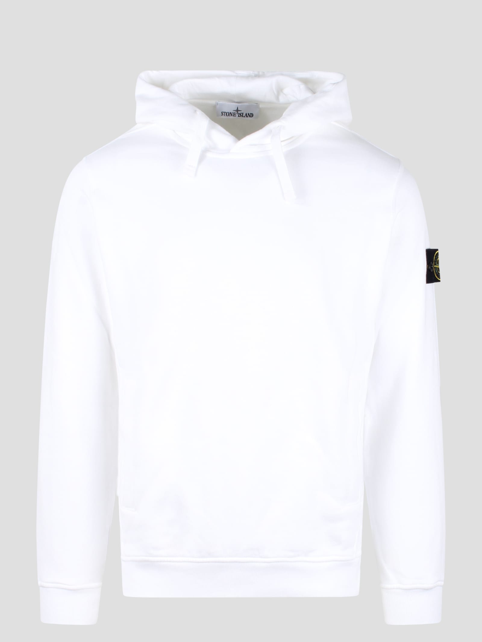 Shop Stone Island Logo Hoodie In White