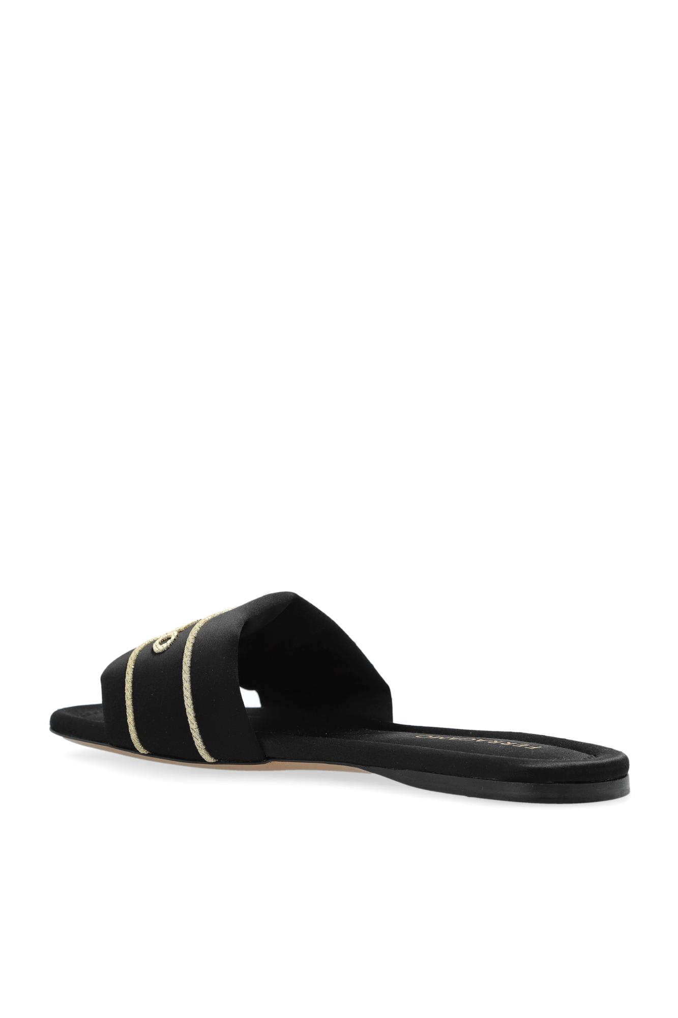 Ferragamo Elegant Satin And Leather Sandals For Women In Black