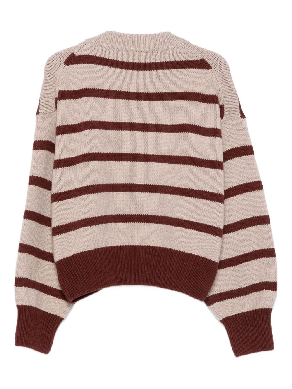 Alysi Beige Round Neck Striped Sweater In Neutral