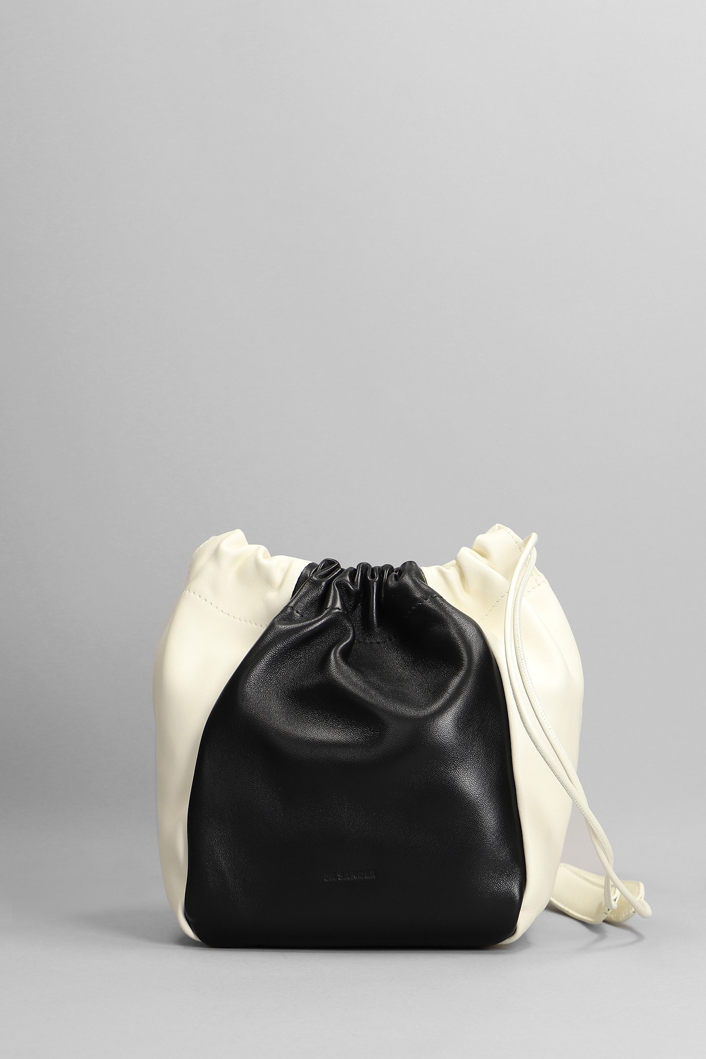 Jil Sander Dumpling Bicolor Shoulder Bag In Black Leather