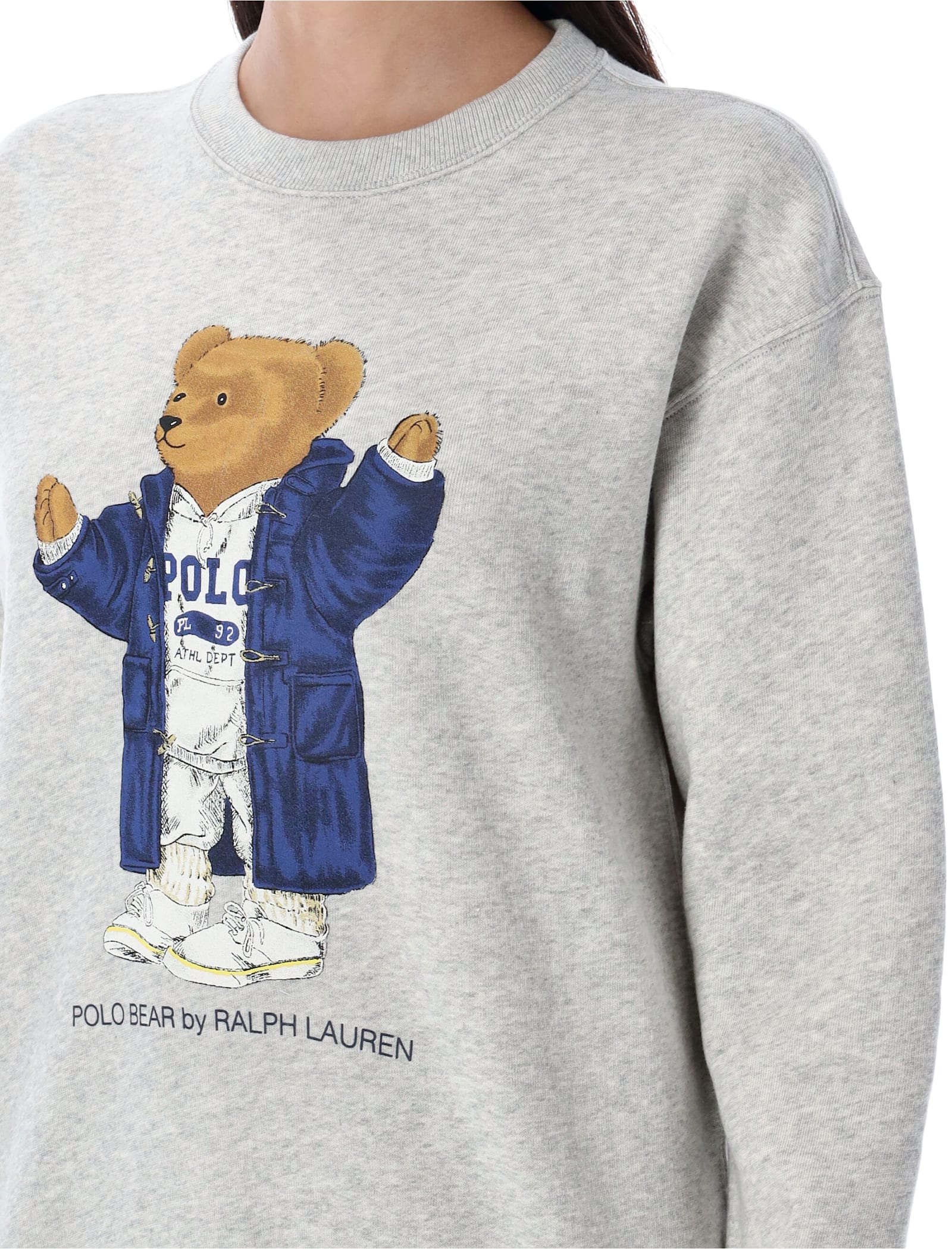 Polo Ralph Lauren Brushed Cotton Blend Sweatshirt With Iconic Polo Bear Print In Gray