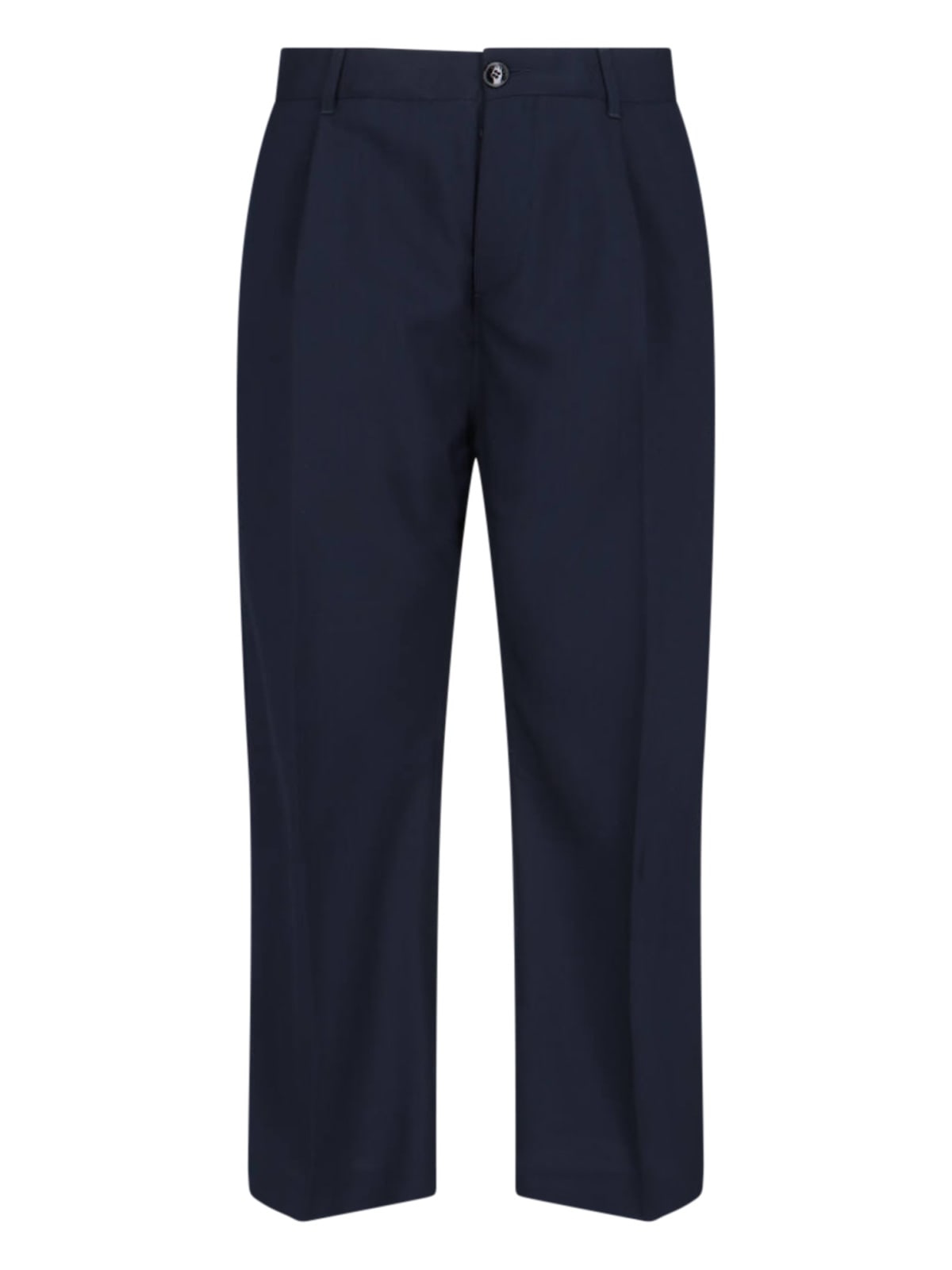 Shop Marni Virgin Wool Straight Pants In Blue
