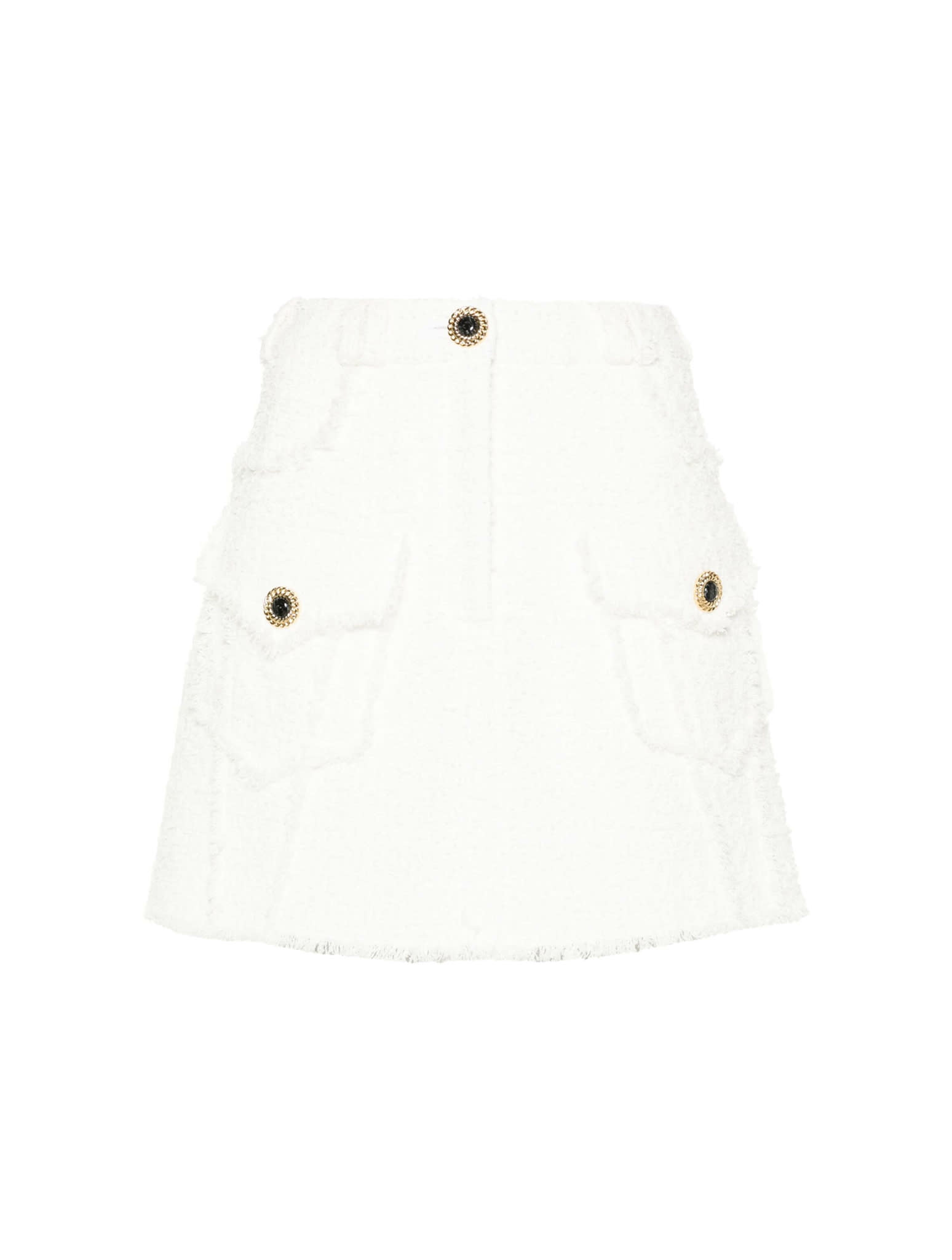 Shop Balmain 2 Pkts Tweed Trapeze Mini Skirt In Fa Blanc