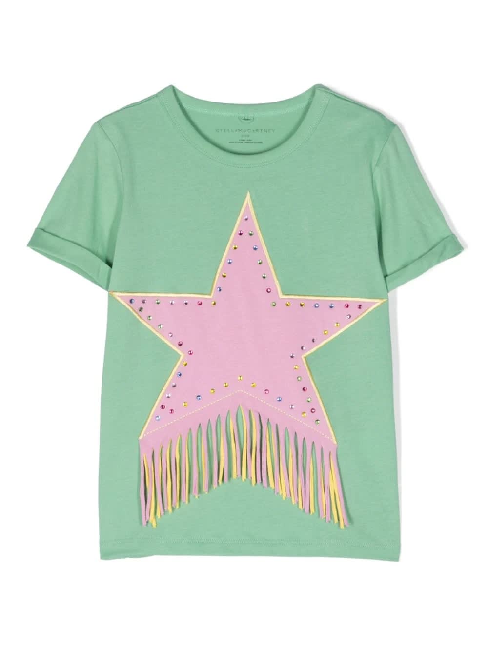 Stella Mccartney Kids' T-shirt Con Applicazione In Green