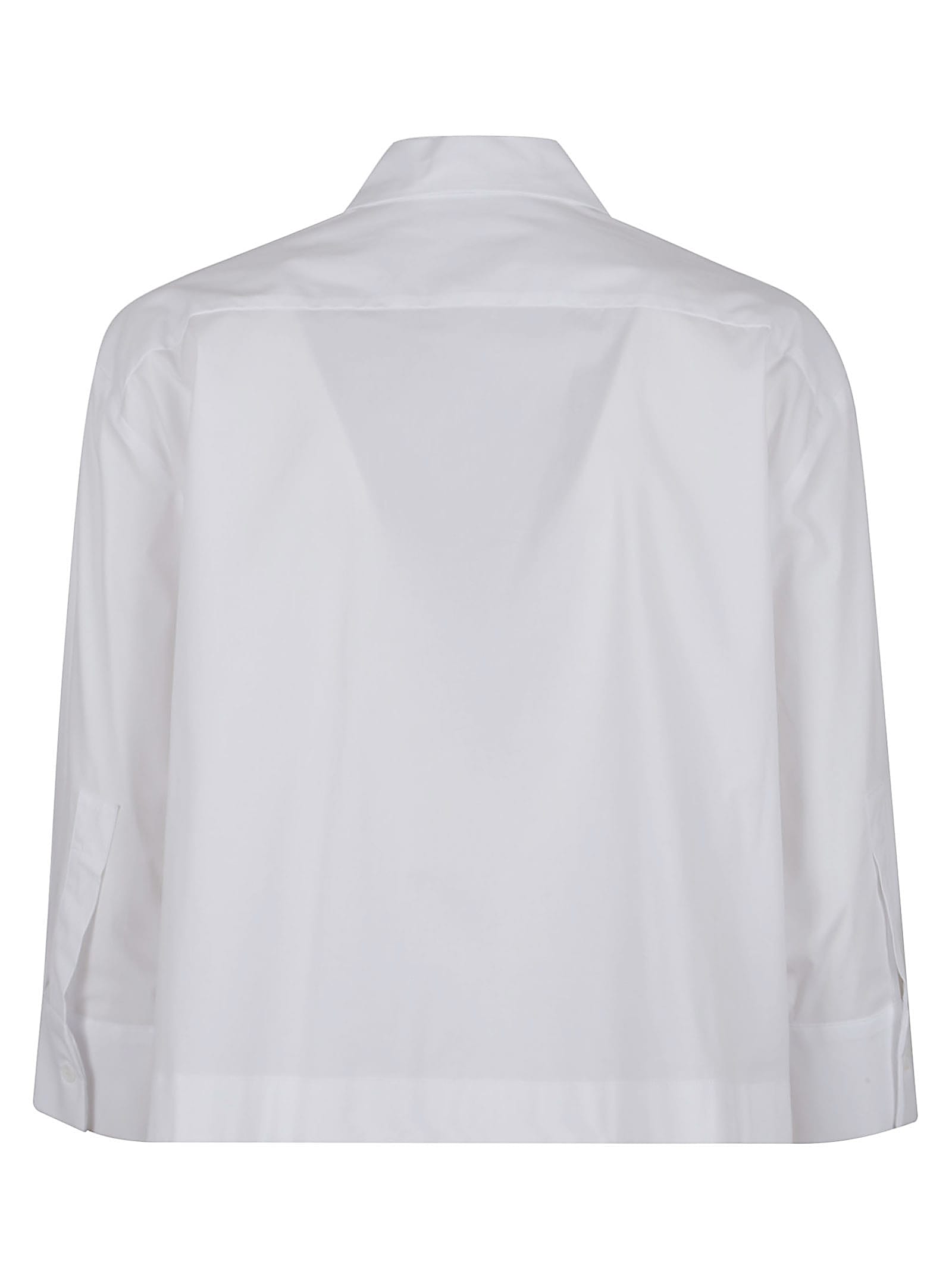 Peserico Cropped White Poplin Shirt With Hidden Buttoning