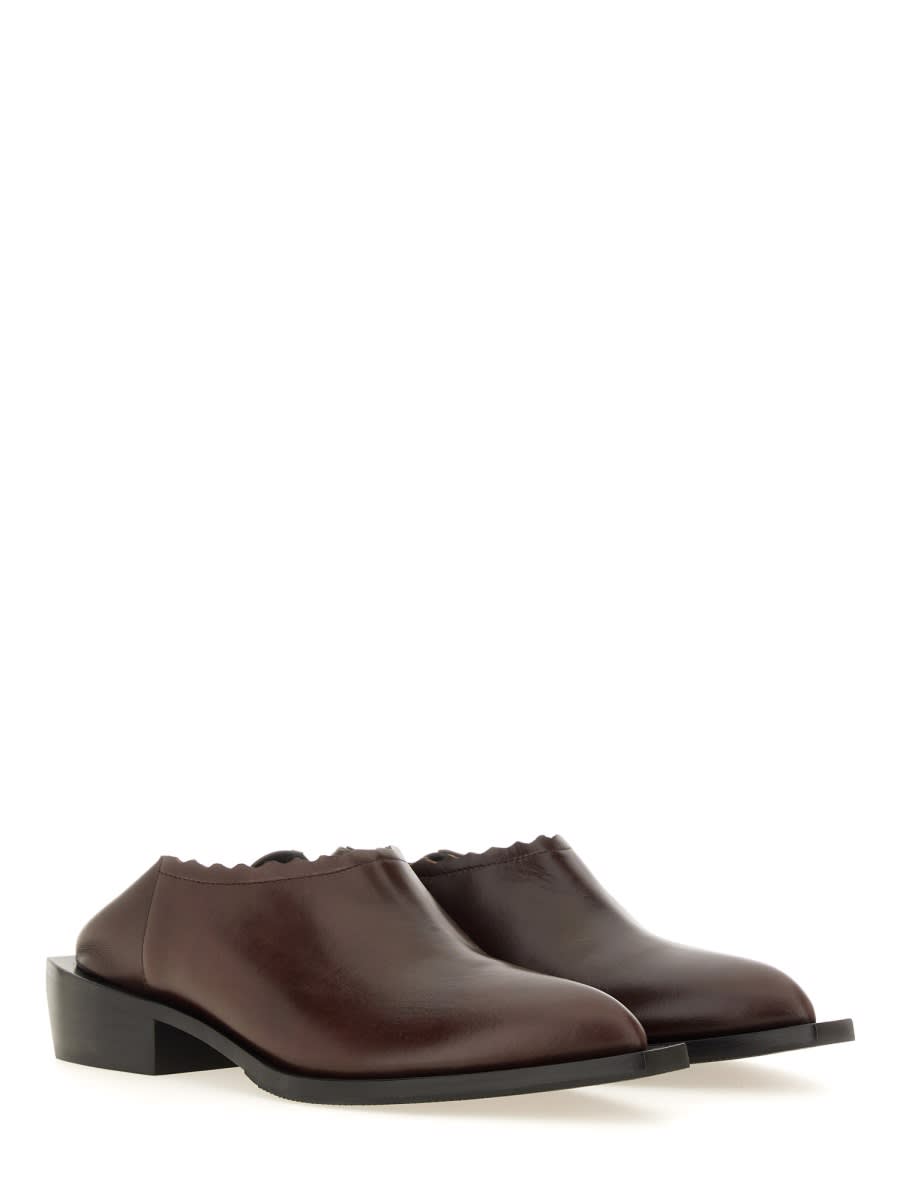 Shop Moschino Shootie Cuban Heel In Brown