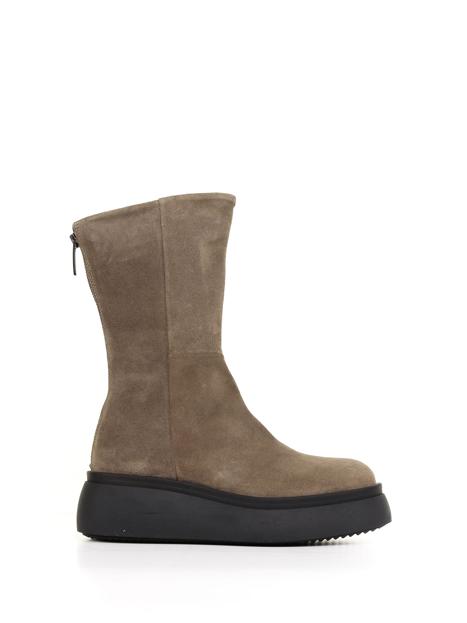 Janet & Janet Suede Boot With Back Zip And Rubber Sole