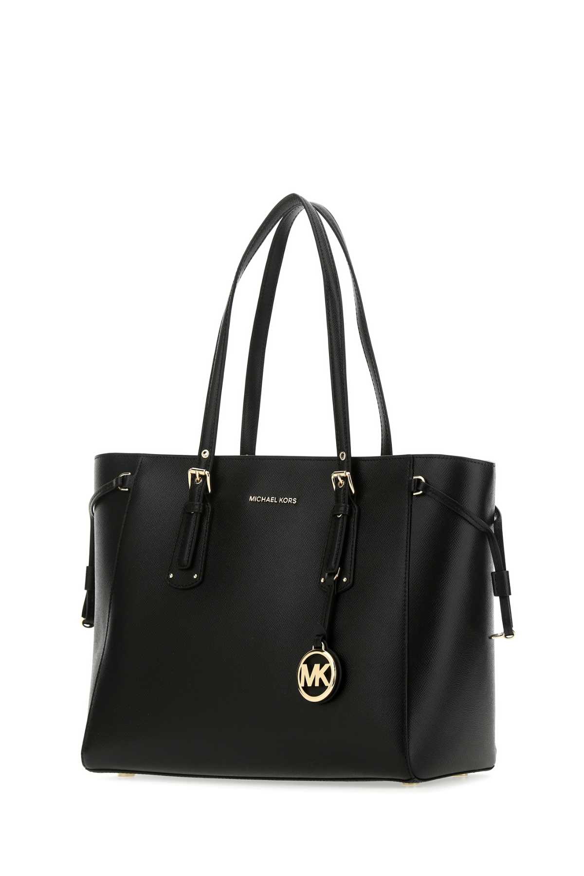 Shop Michael Kors Black Leather Voyager Shoulder Bag