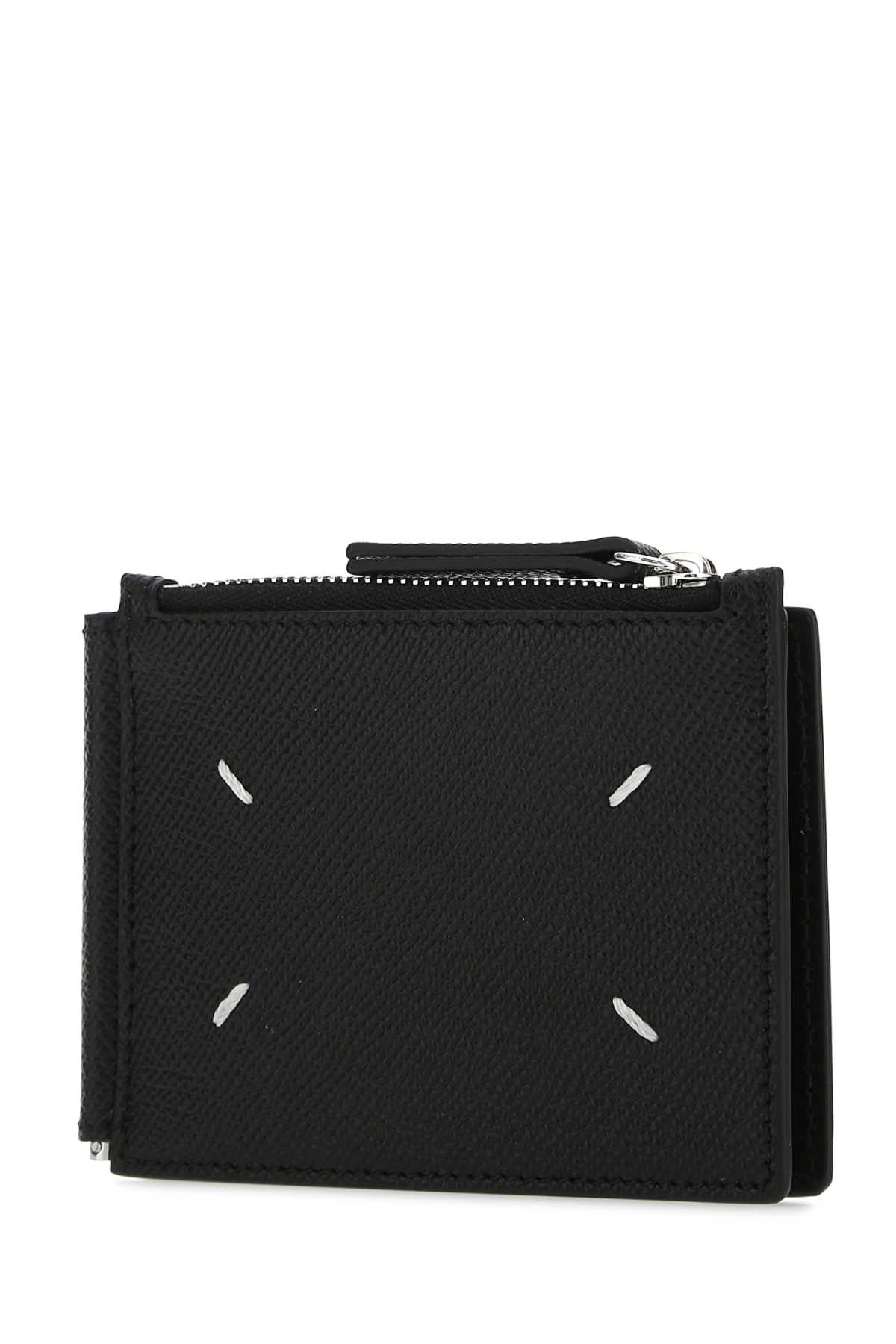 Shop Maison Margiela Black Leather Card Holder In T8013