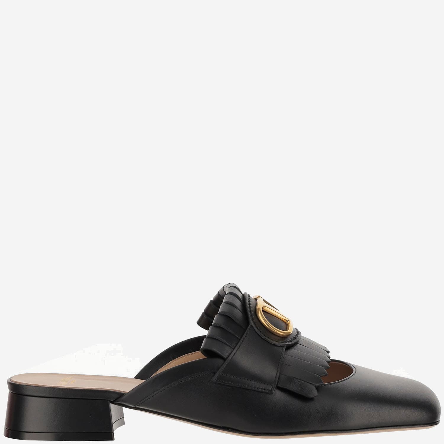 Leather Vlogo Mules