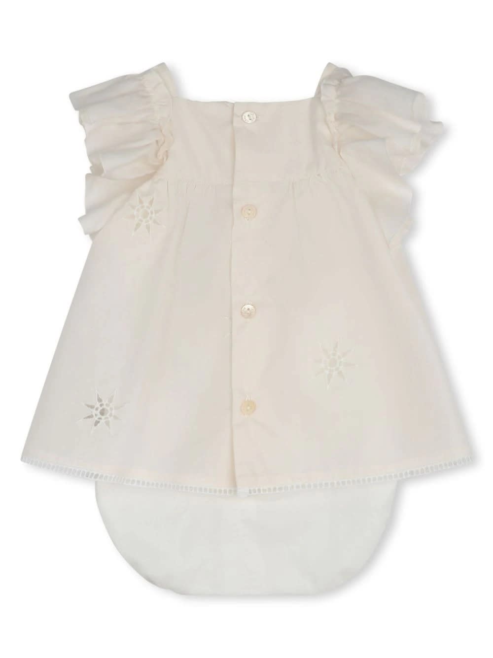 Shop Chloé White Dress With Embroidered Stars And Ladder Stitch Work