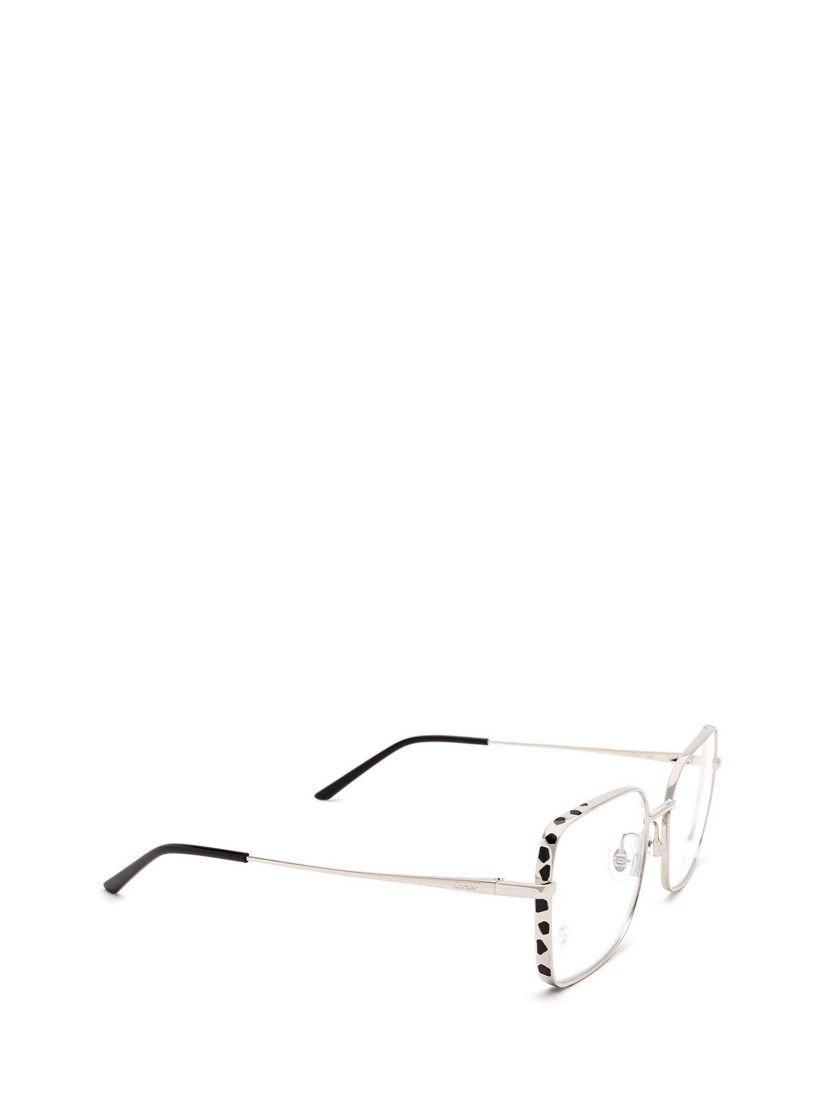 Shop Cartier Square Frame Glasses In 002 Silver Silver Transpa