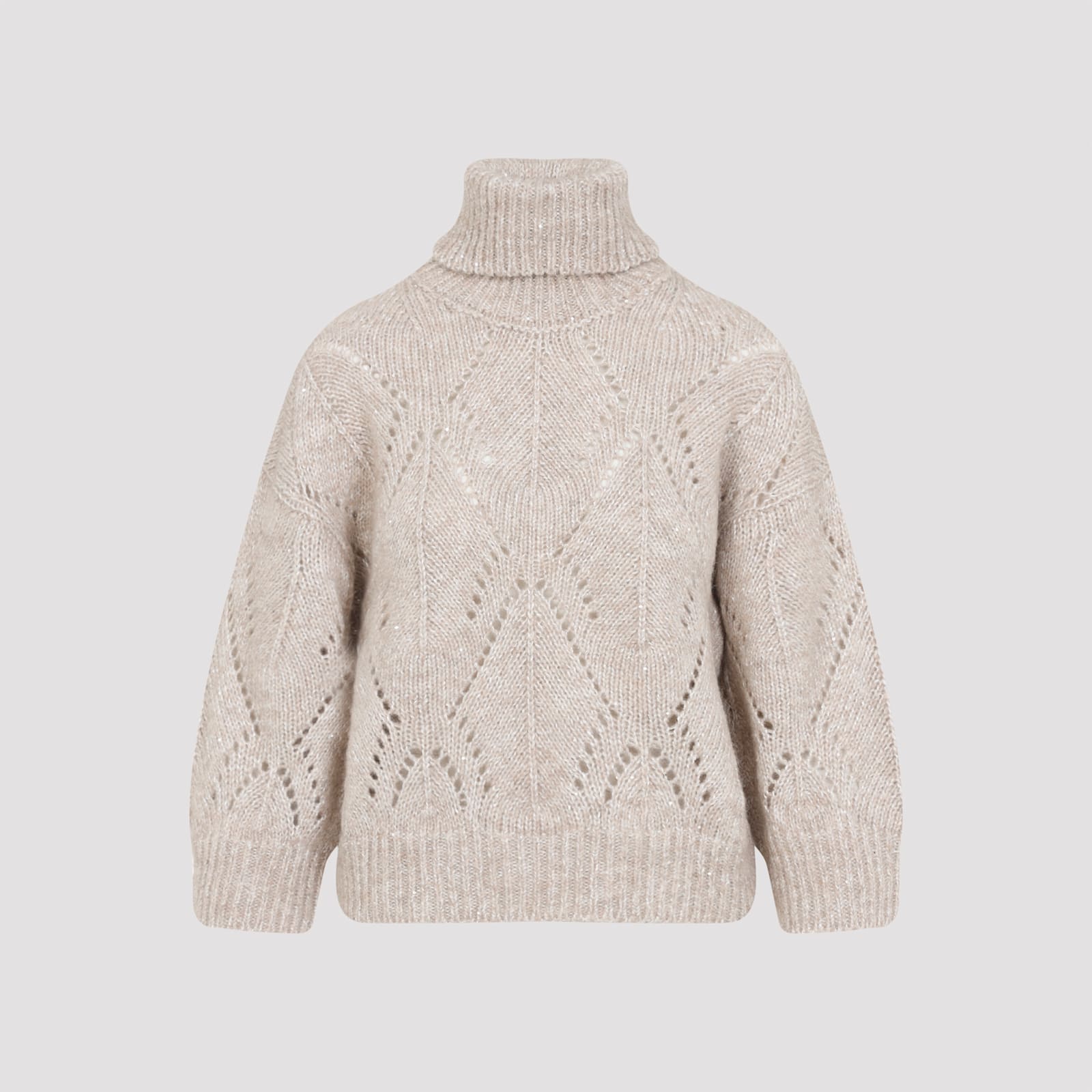 Peserico Turtleneck Diamond-pattern Knitwear In Neutral