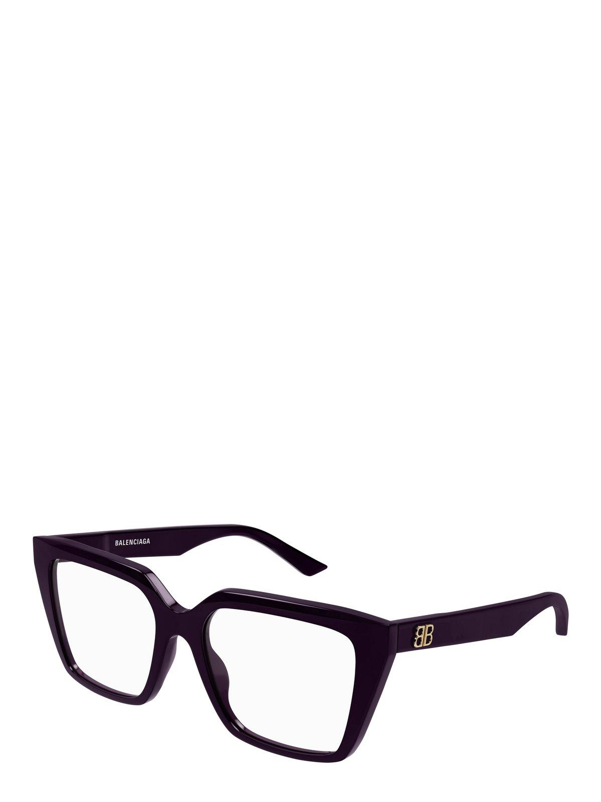 Shop Balenciaga Square Frame Glasses In 009 Violet Violet Transpa