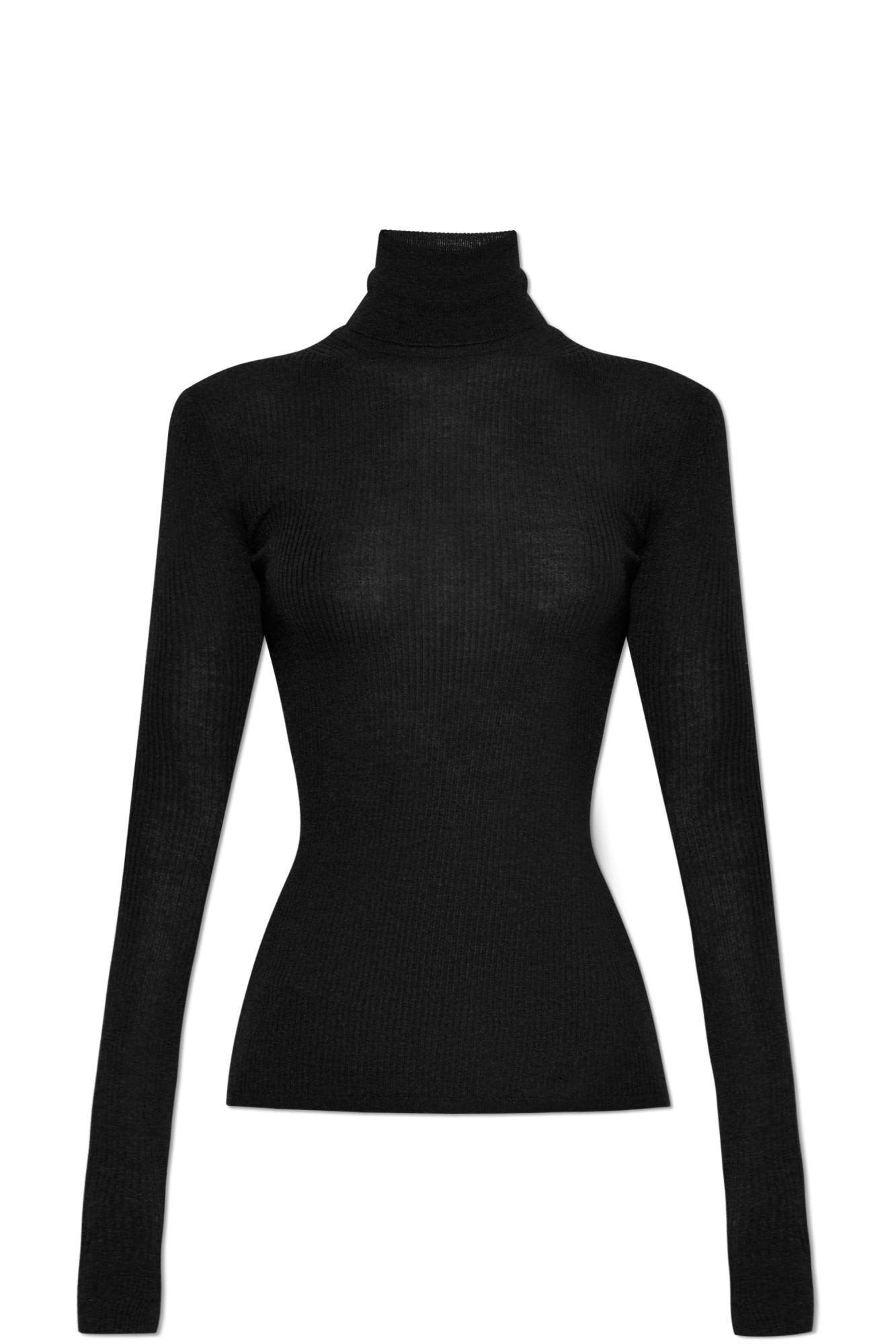 Lanvin Merino Wool And Silk Turtleneck Sweater In Black