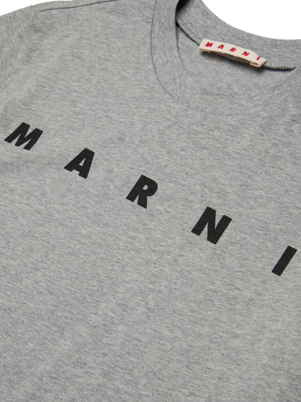 Marni Kids Gray Crew-neck Short-sleeve T-shirt In Gray