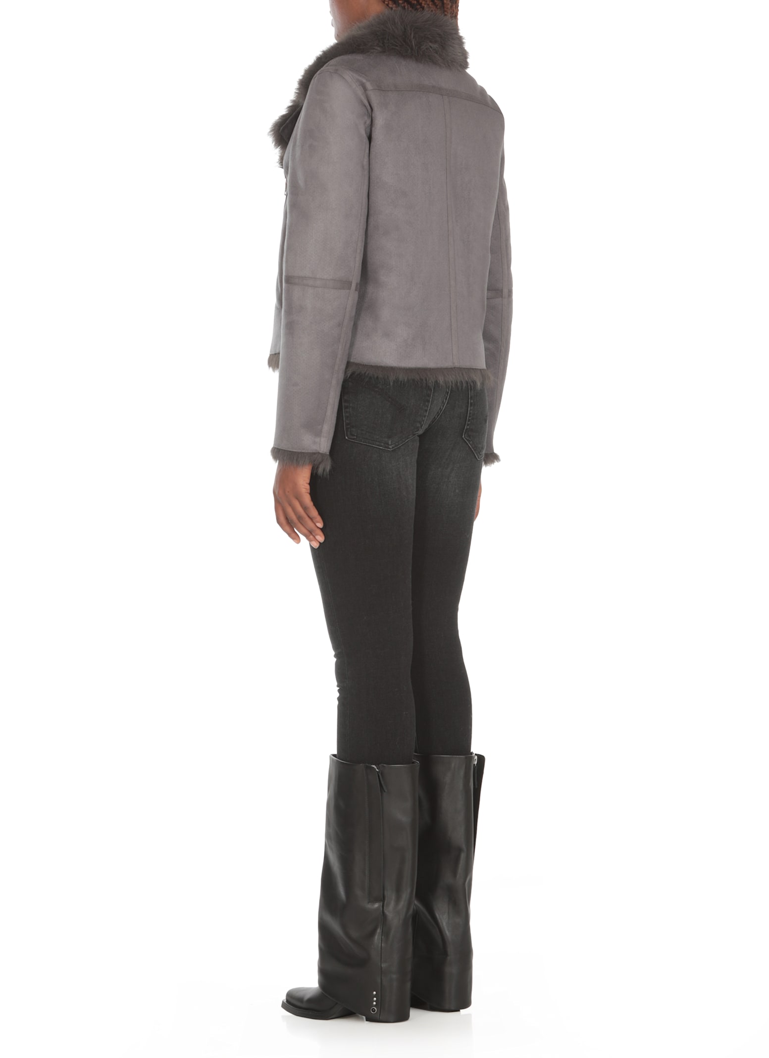 Shop Betta Corradi Synthetic Fur Coat In Grey